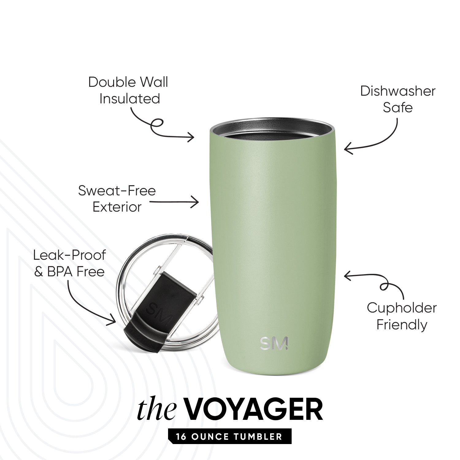 Voyager 20oz Insulated Tumbler with Clear Flip Lid & Straw - Leakproof Stainless Steel Travel Mug for Hot & Cold Drinks - Perfect for Office, Gym, Hiking & Outdoor Activities
