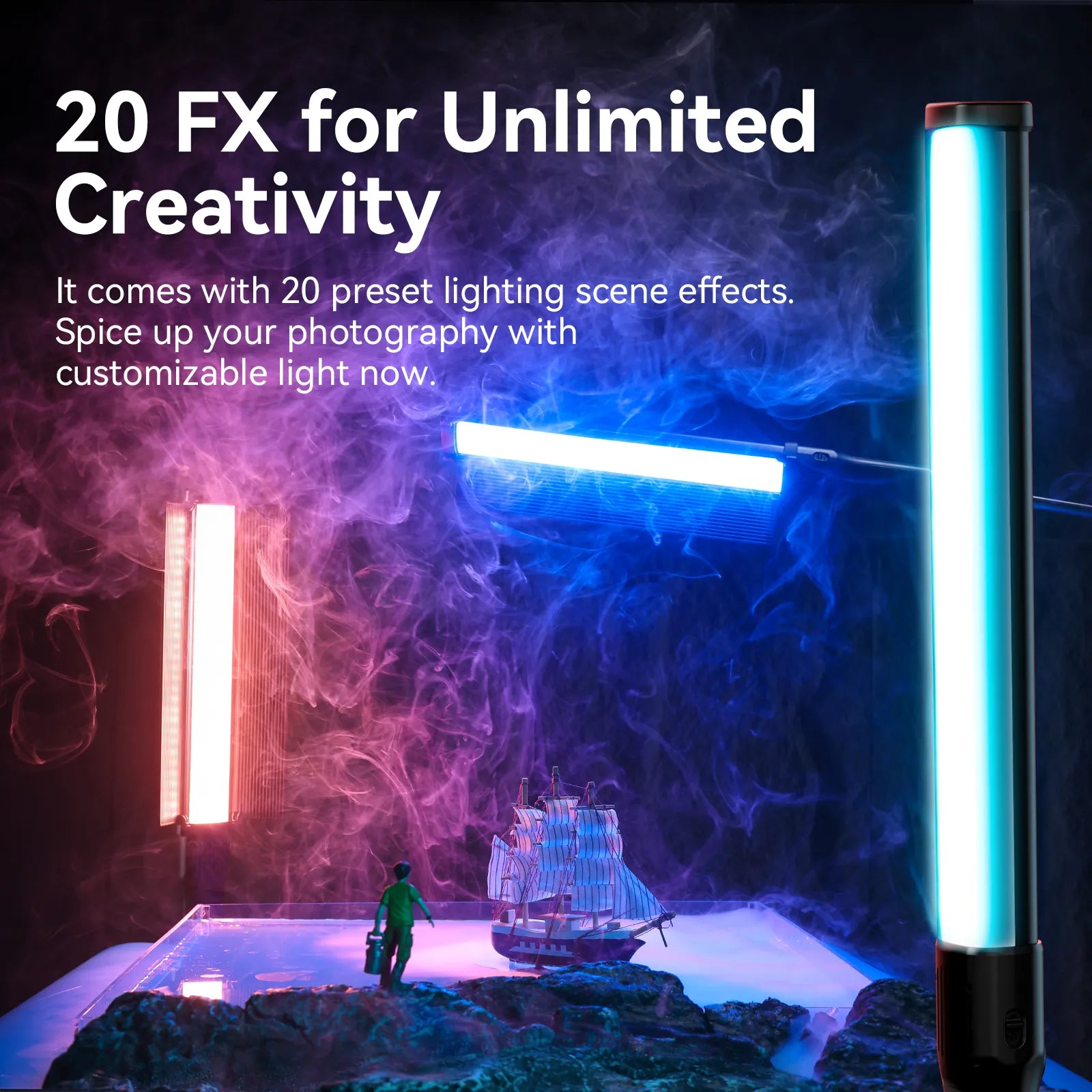 Ulanzi VL360 RGB LED Light Stick L058GBB1 - Professional Photography Lighting for YouTube, TikTok & Vlogging - Perfect for Studio, Live Streaming & Content Creation
