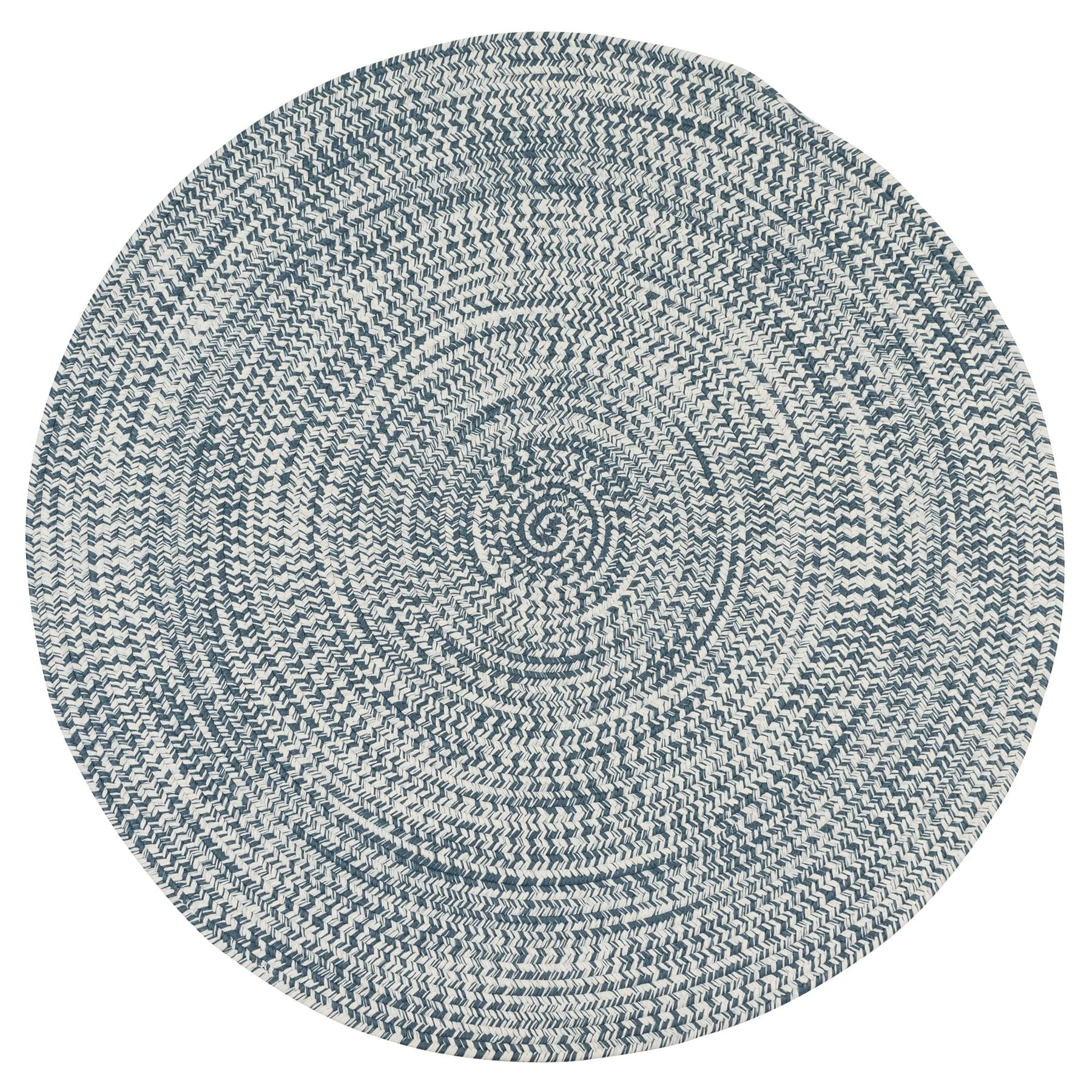 Colonial Mills Boatside Reversible Braided Area Rug 8' x 8' Round - Indoor/Outdoor Use, Atlantic Blue & White Nautical Design | Perfect for Coastal Living Rooms, Beach Houses & Casual Decor