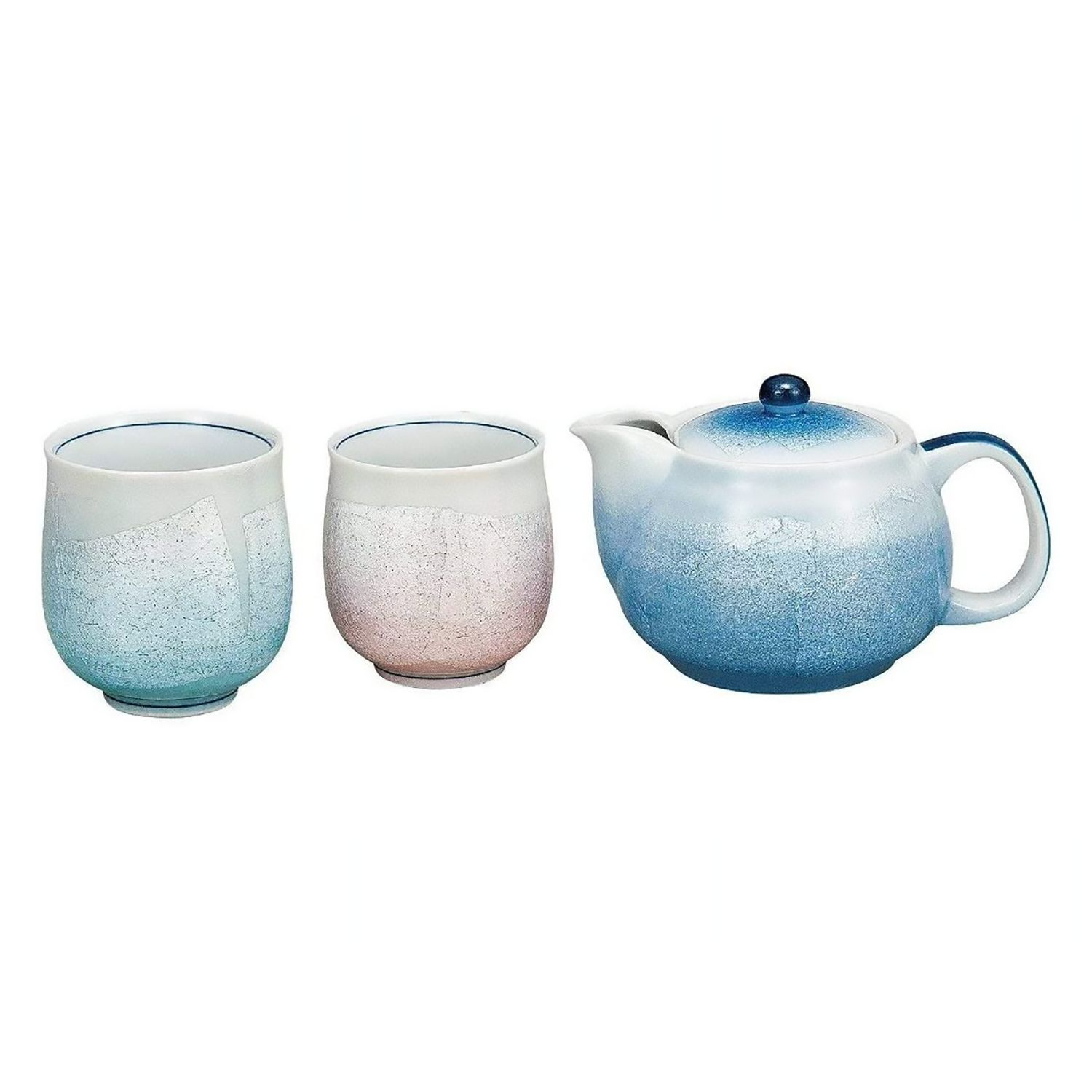 Premium Japanese Kutani Ware Porcelain Tea Set with Gold Accents - 6-Piece Gindami Collection with Built-in Tea Strainer - Elegant Gift for Tea Lovers, Perfect for Afternoon Tea & Japanese Tea Ceremonies