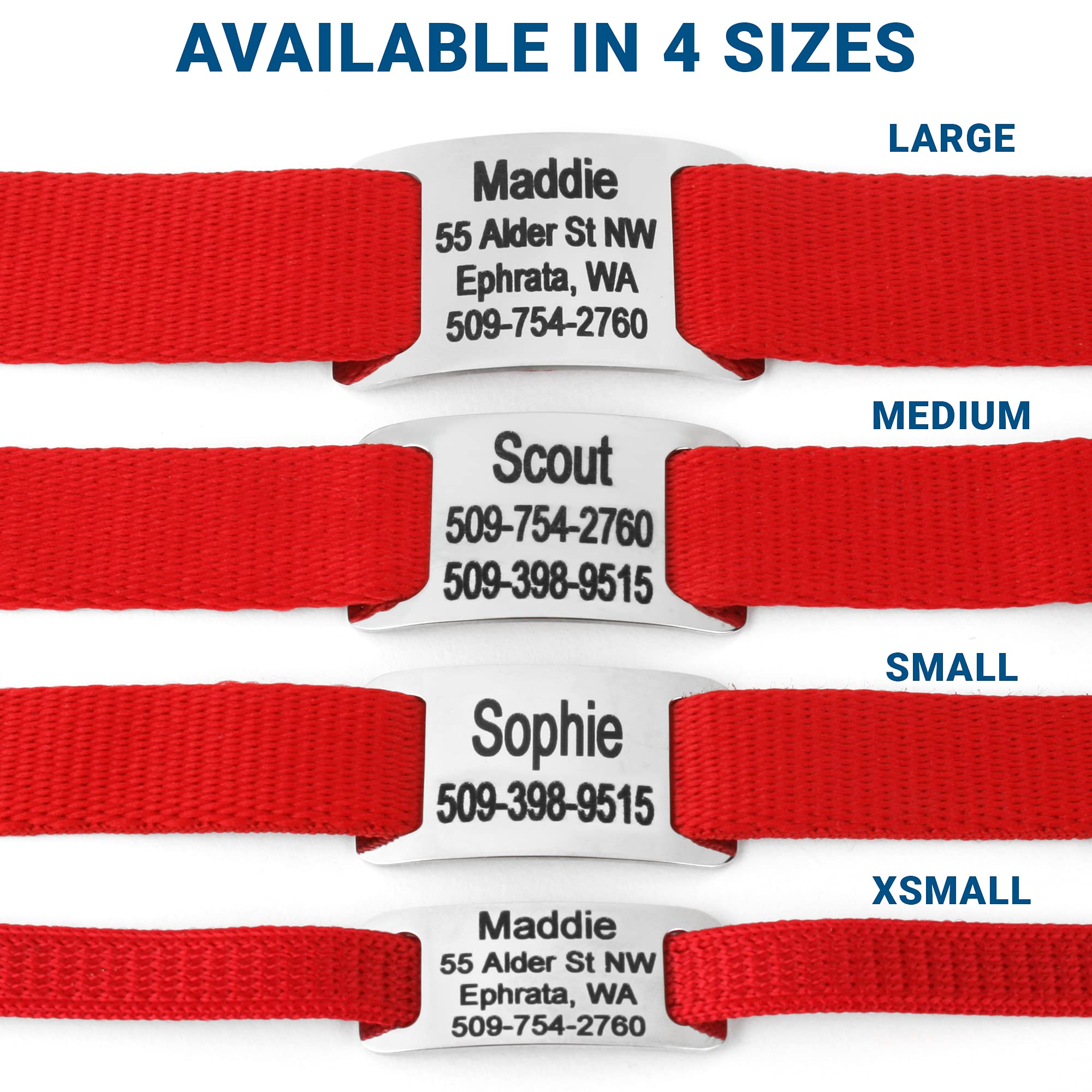 **Personalized Dog Collar with Engraved Nameplate - Adjustable Pet Collar with Silent Stainless Steel ID Tag for Small, Medium & Large Dogs - Perfect for Walks, Training & Gifts (Red, Medium)**