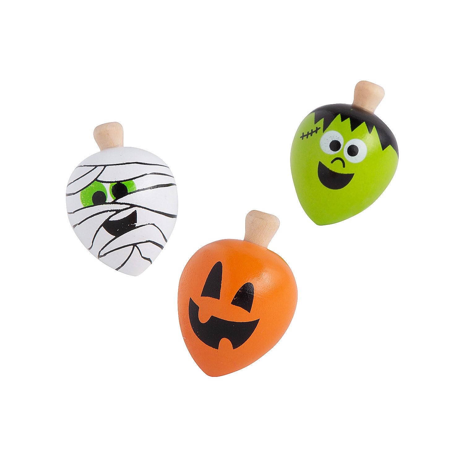 Halloween Wooden Spin Top Toys - 12 Pack for Kids Party Favors, Classroom Prizes & Trick or Treat Gifts