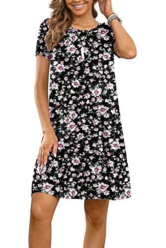 1 Pink Flower Black