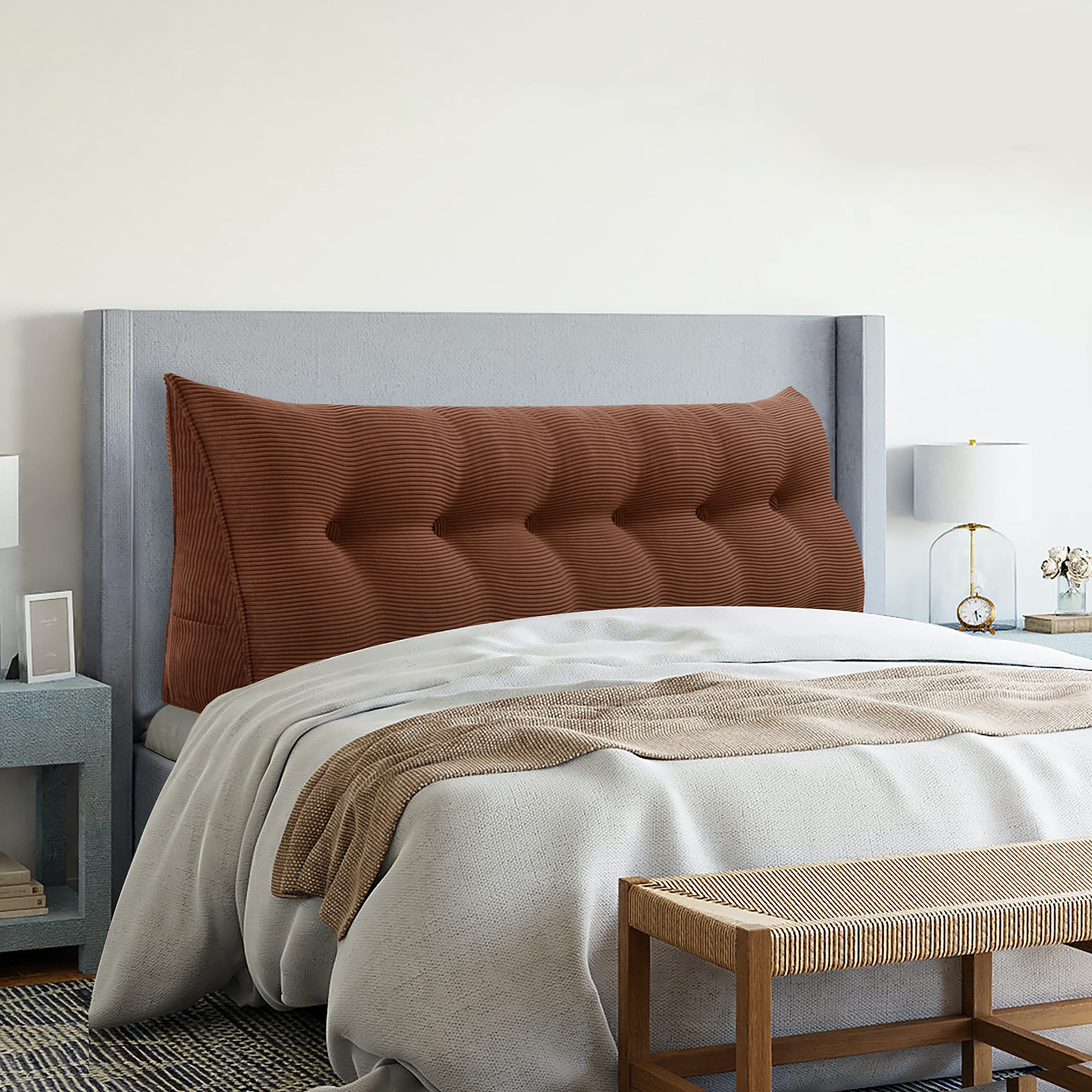 VERCART Wedge Headboard Pillow - Bed Wedge Pillow with Removable Cover, Triangle Bolster Pillow for Daybeds & Headboards (70x8x20 inches, Coffee) - Perfect for Reading, Lounging & Back Support in Bedrooms and Living Rooms