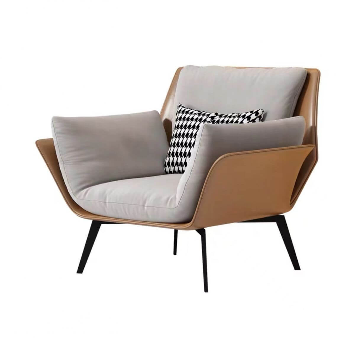 Minimalist White Accent Chair with Fixed Back & Armrests - Removable Cushions & Pillow Included - Perfect for Living Room, Bedroom or Office Decor