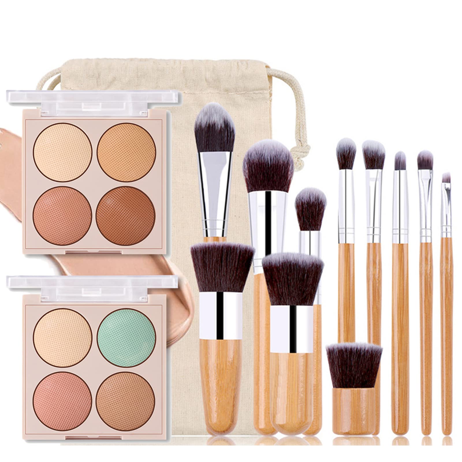 8-Color Cream Contour Palette with 11 Brushes - Professional Makeup Kit for Face Sculpting