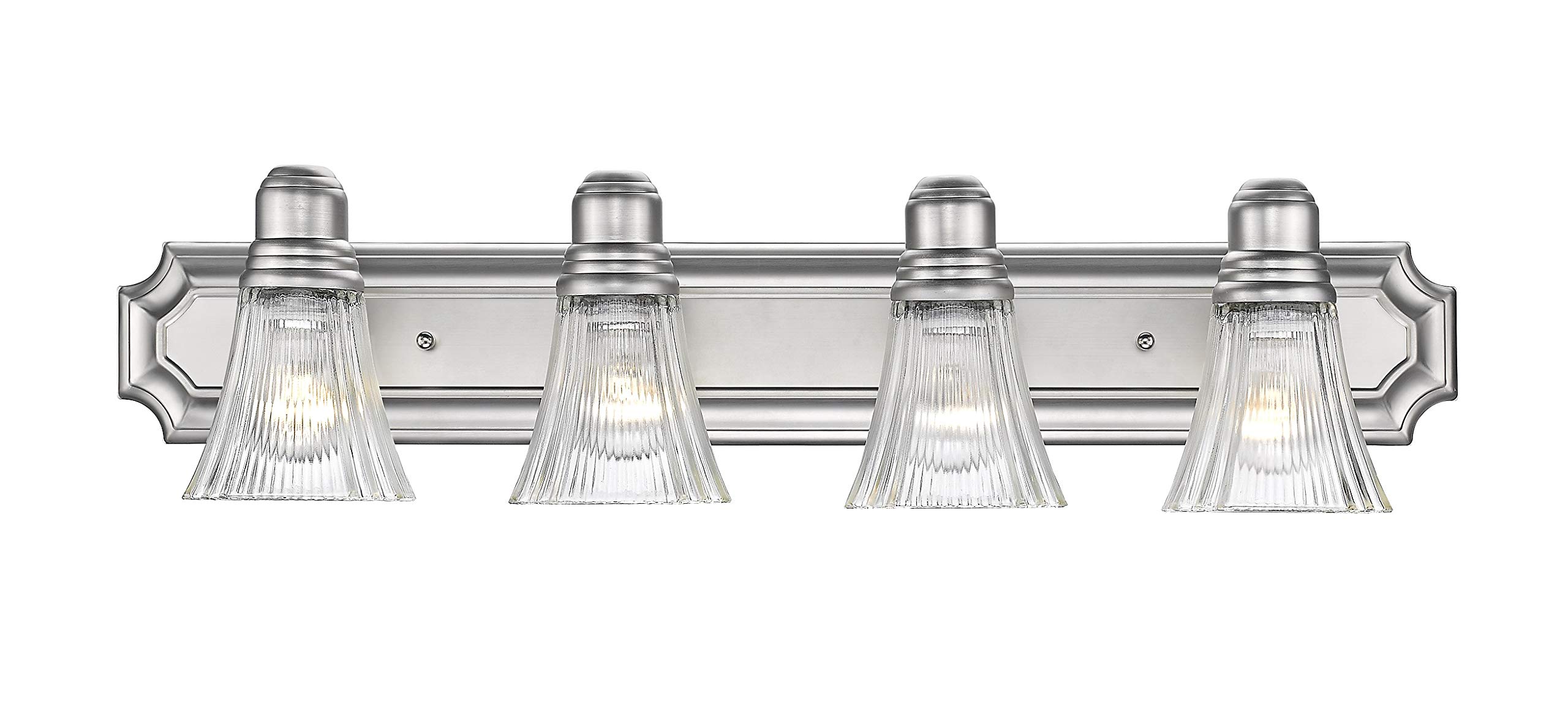 Classic Bathroom Vanity Lights - 4-Light Wall Sconce Fixture in Satin Nickel Finish | Modern Home Bathroom Lighting for Mirror & Vanity Areas