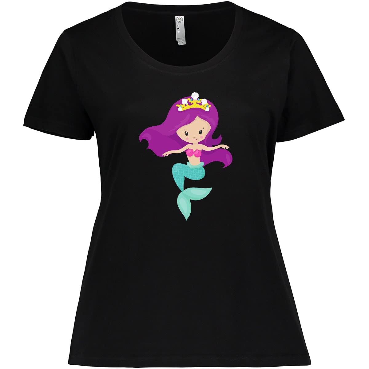 **Inktastic Cute Mermaid Purple Hair Women's Plus Size T-Shirt – Little Mermaid Graphic Tee for Casual Wear, Beach Outfits & Gifts**