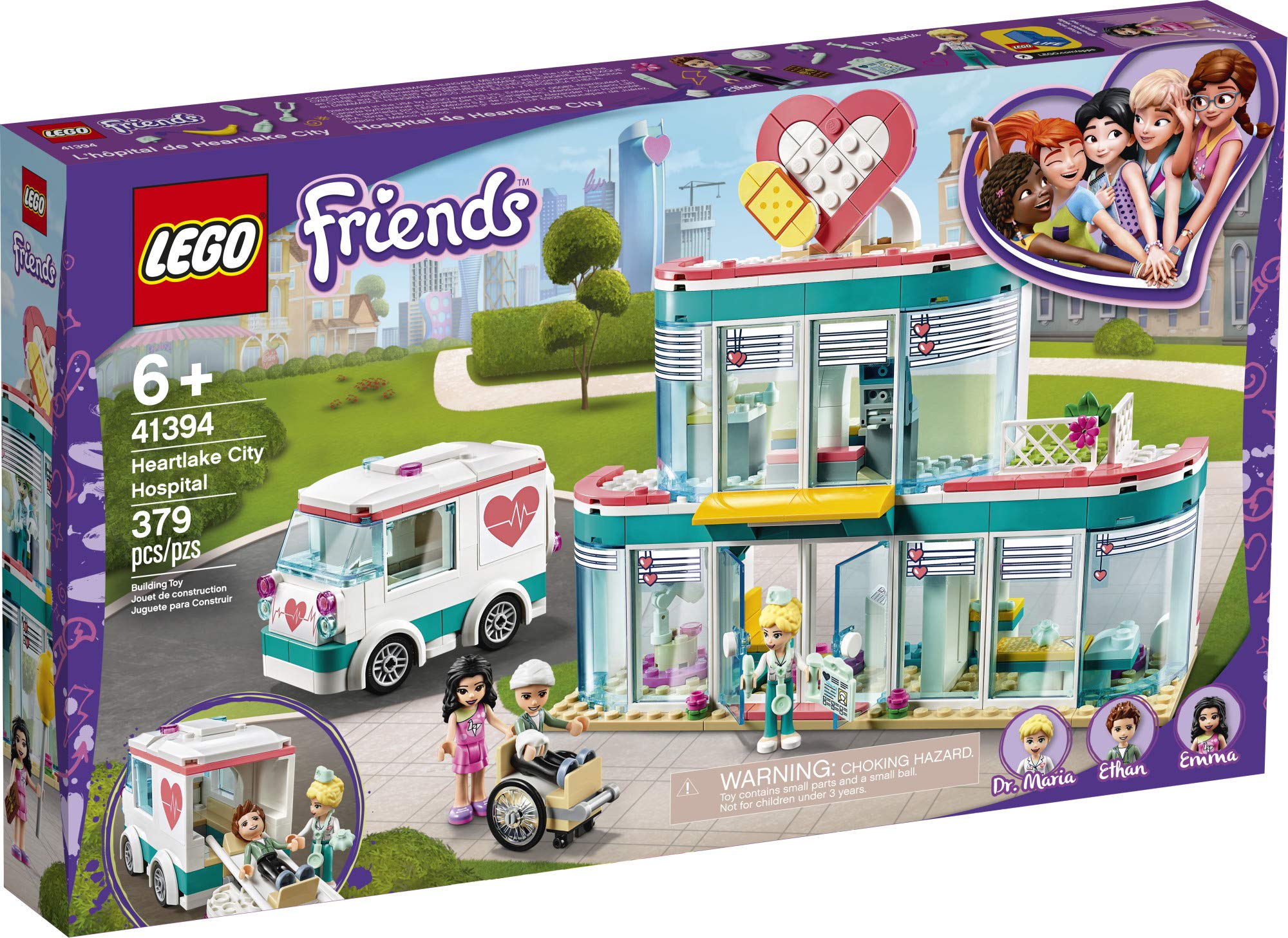 LEGO Friends Heartlake City Hospital 41394 Building Kit - 379 Pieces with Emma Mini-Doll, Doctor Toy Set for Kids Ages 6+ | Creative Play, Birthday Gift, STEM Learning & Role-Playing Scenes