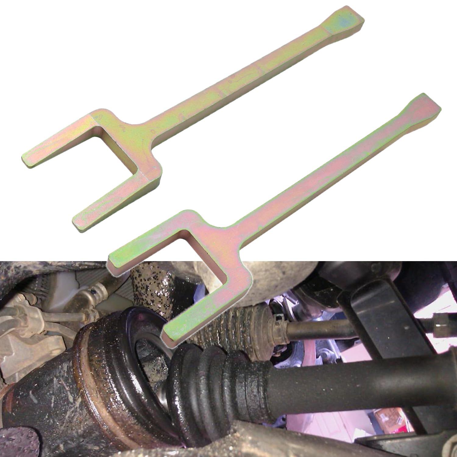 12020 Inner CV Axle Removal Tool Kit - 2PC Fork & Shim Tool for FWD Vehicles | Half-Shaft Drive Axle Extractor | Professional CV Joint Service Tool for Mechanics & DIY Auto Repair | Perfect for Honda, Toyota, Ford, Chevy & More