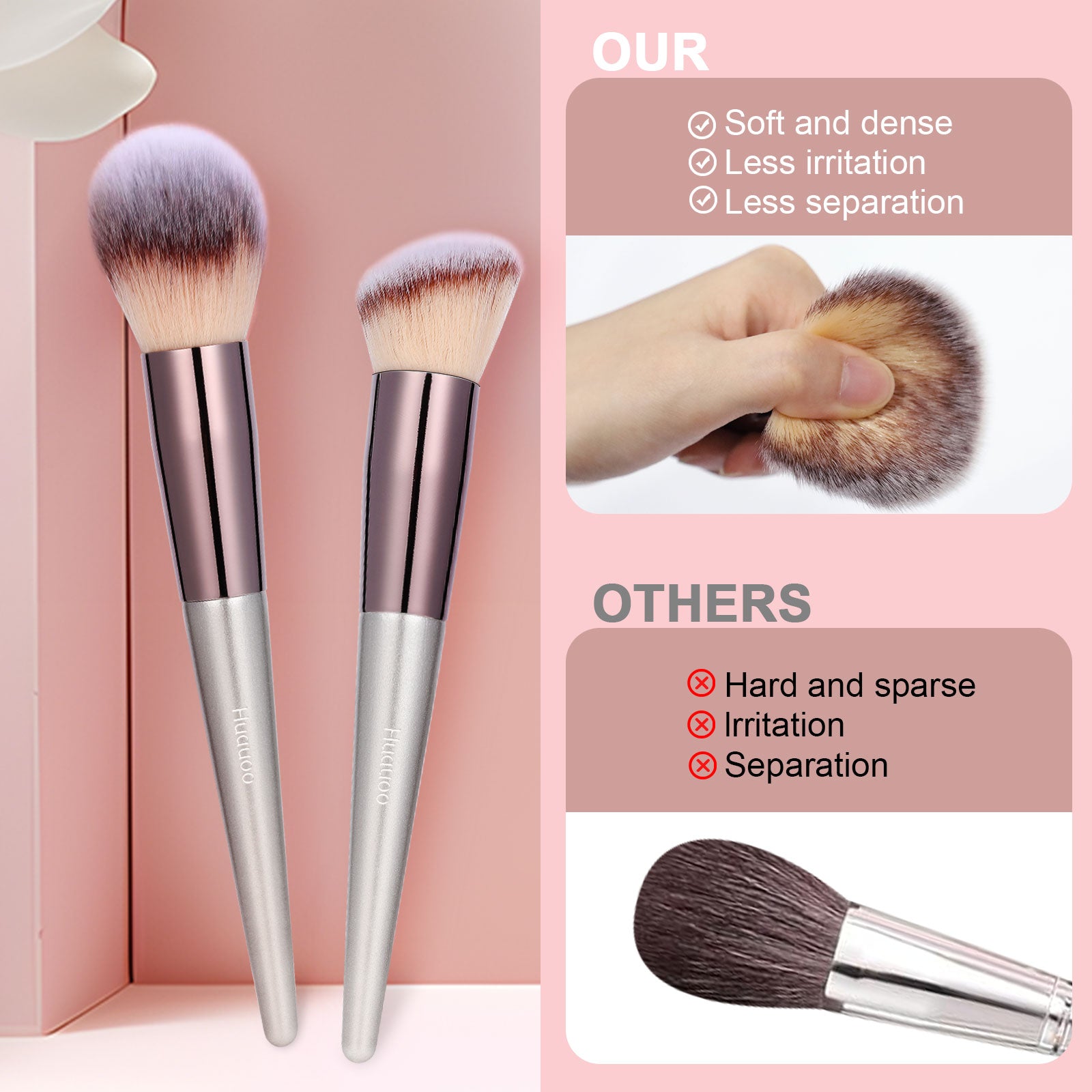 Huauoo 20-Piece Professional Makeup Brush Set for Foundation, Powder, Concealer, Eyeshadow & Blush - Perfect for Everyday Makeup, Travel & Professional Use