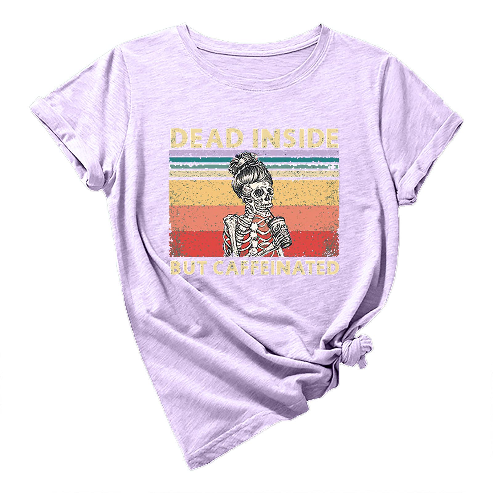 Women's Summer Short Sleeve Skeleton Print Graphic Tee - Cute Skull Crewneck Casual T-Shirt & Sweatshirt | Trendy Streetwear for Outfits, Parties & Daily Wear