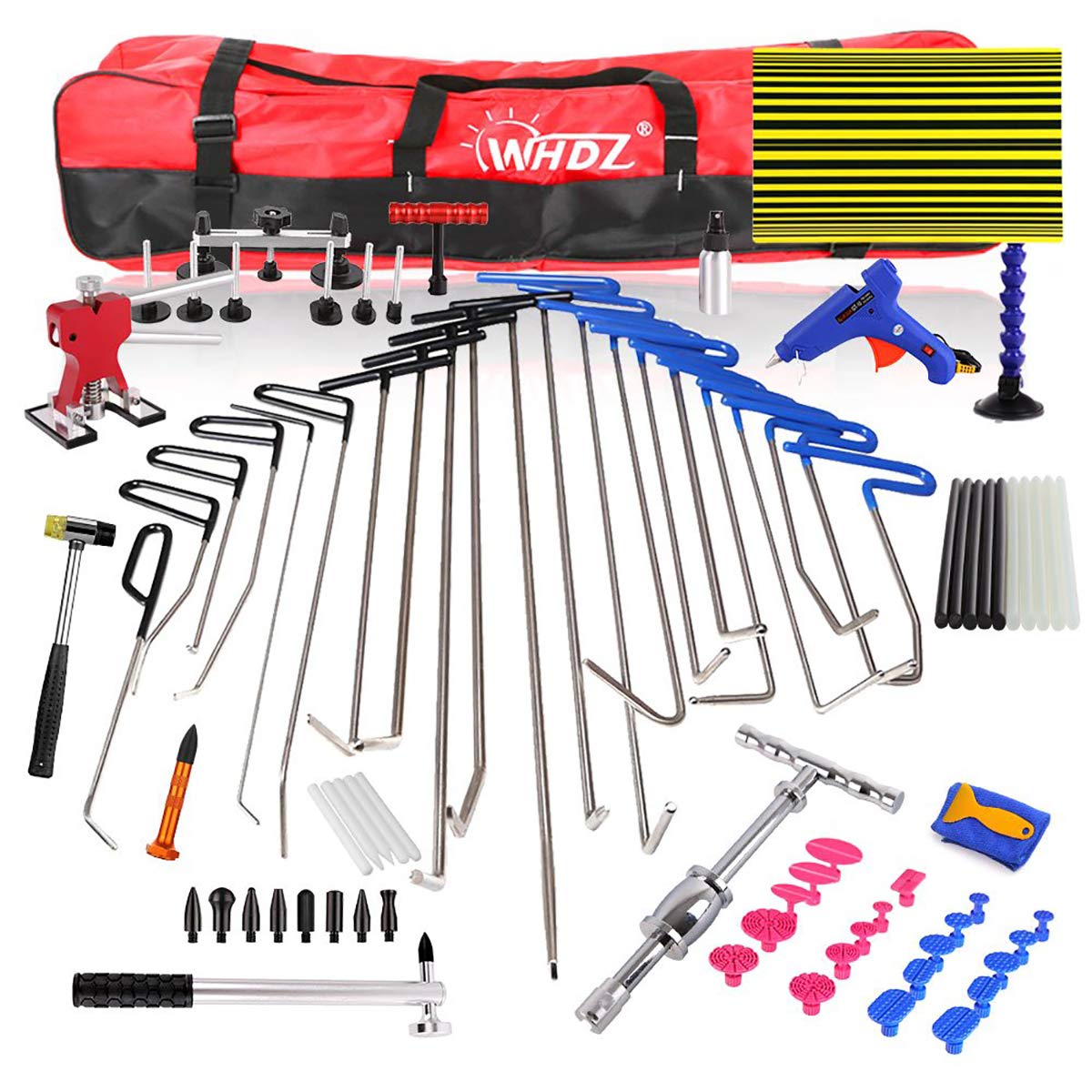 85pcs Paintless Dent Repair Kit - Car Dent Remover Tool Set with Glue Tabs, Dent Lifter & Tap Down Board for Hail Damage & Auto Body Repair | Professional PDR Tools for DIY Dent Removal at Home or Shop