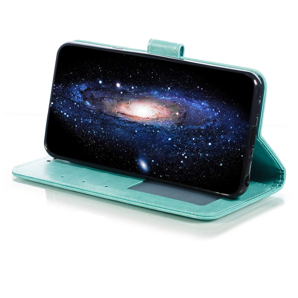 QIVSTAR Magnetic Wallet Case for LG Stylo 4/Q Stylus Plus - PU Leather Flip Cover with Card Slots & Kickstand, Scratchproof Protective Mandala Green Case | Perfect for Work, Travel & Everyday Use