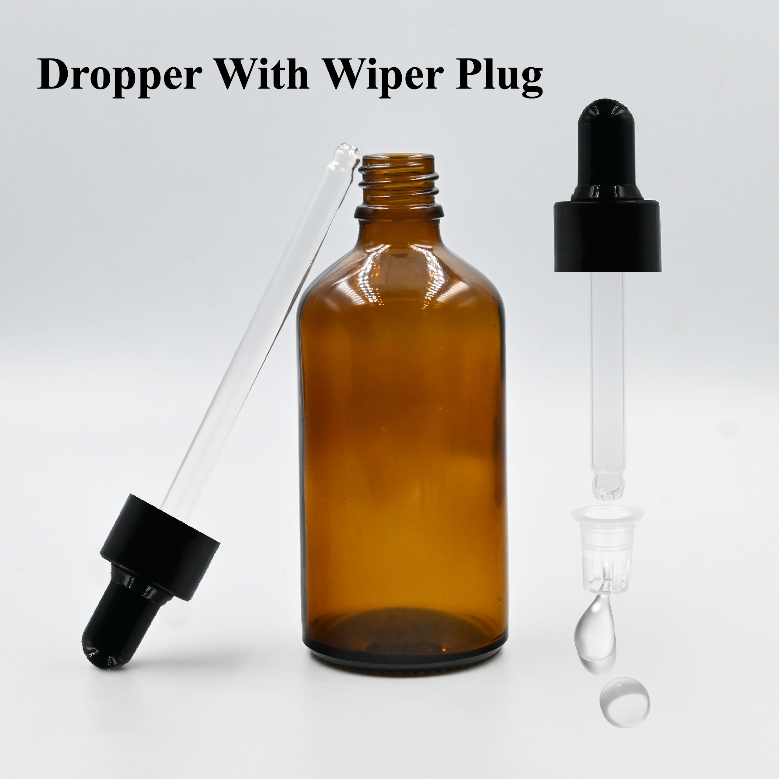100ML Amber Glass Bottles with Dropper & Black Sleeve - Essential Oil Containers, Leak Proof Refillable Bottles for DIY Perfumes, Serums, Aromatherapy - Perfect for Home Spa, Travel & Gift Packaging (3-Pack)