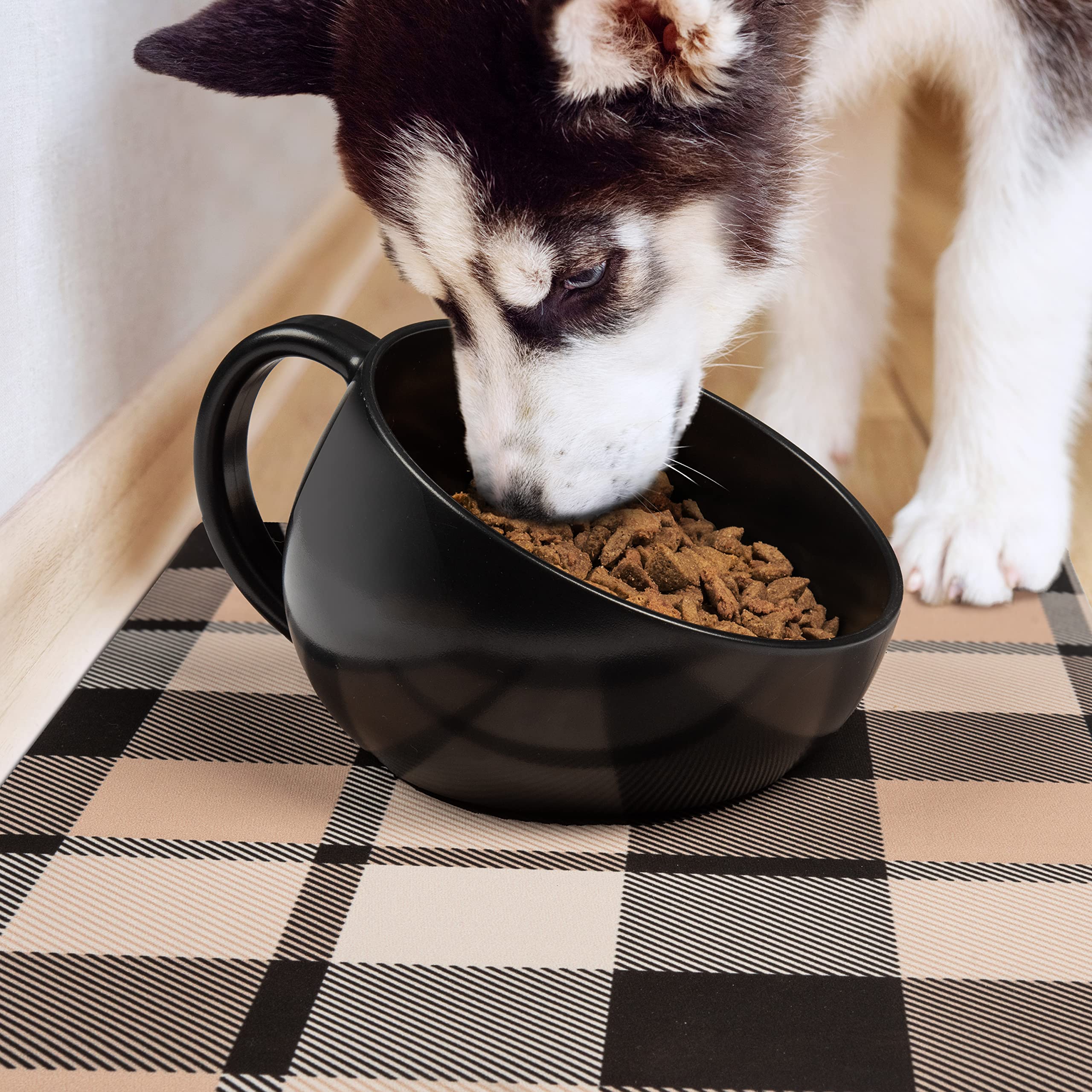 **Non-Slip Dog Bowl for Large Dogs - Stainless Steel Pet Food & Water Bowl with Anti-Skid Base (Standard, Black) - Perfect for Mealtime, Travel & Outdoor Use**