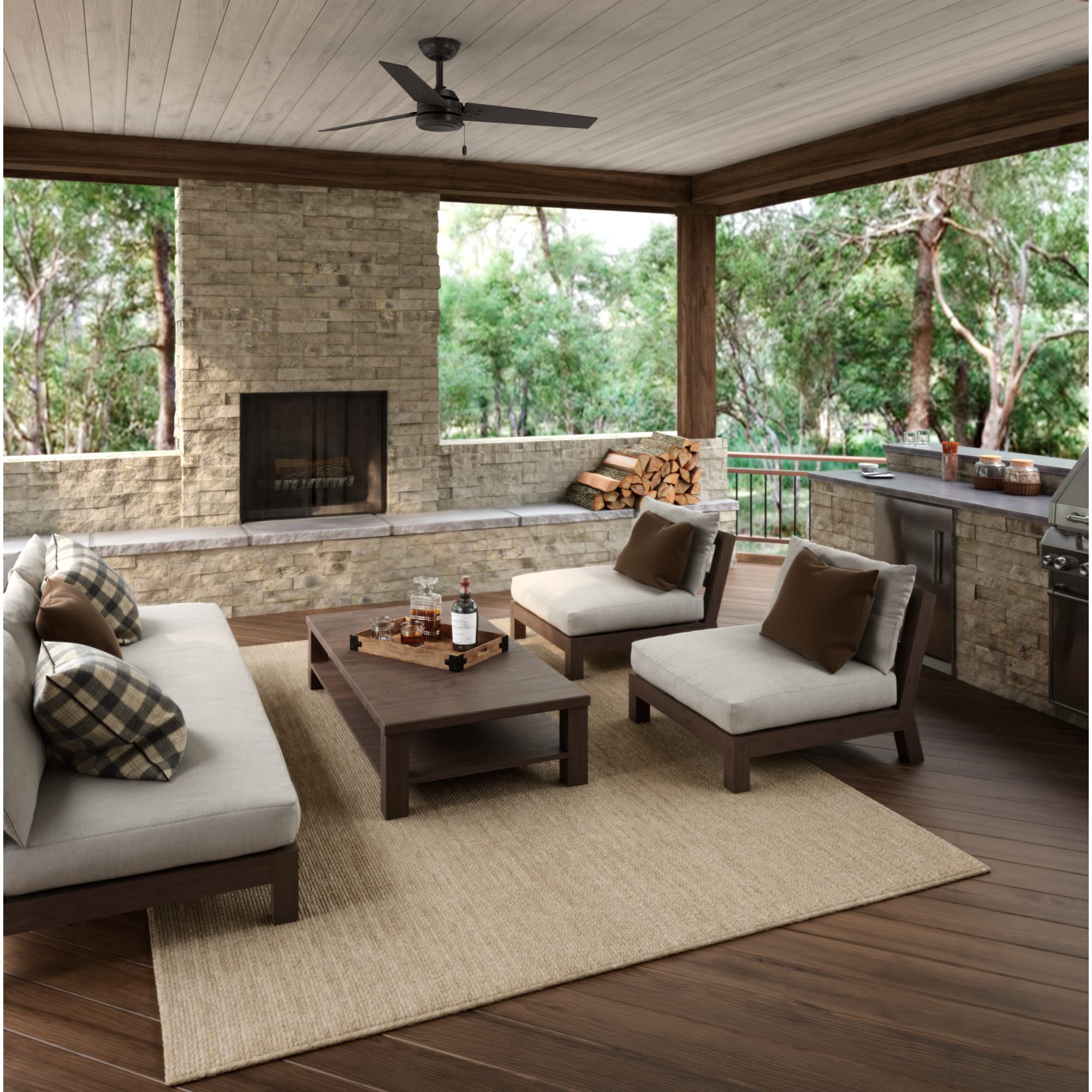 Hunter 59261 Cassius 52-Inch Indoor/Outdoor Ceiling Fan with LED Light Kit - Premier Bronze Finish - Perfect for Living Room, Bedroom, Patio and Covered Porch