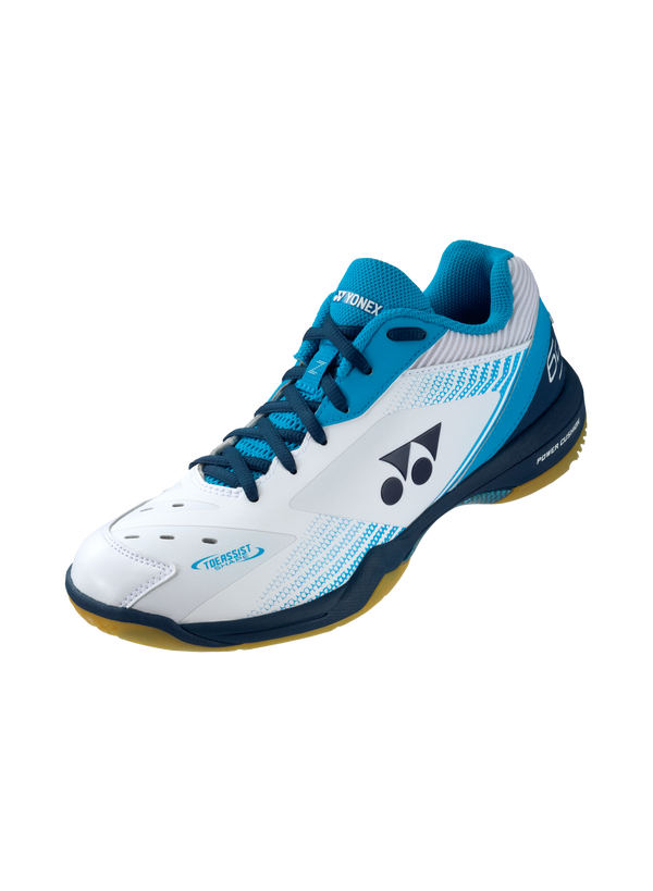 Yonex Power Cushion 65 Z3 Men's Badminton Shoes - Lightweight Comfort & Shock Absorption for Indoor Court Sports (White/Ocean Blue) - Perfect for Badminton, Squash & Indoor Tennis Players