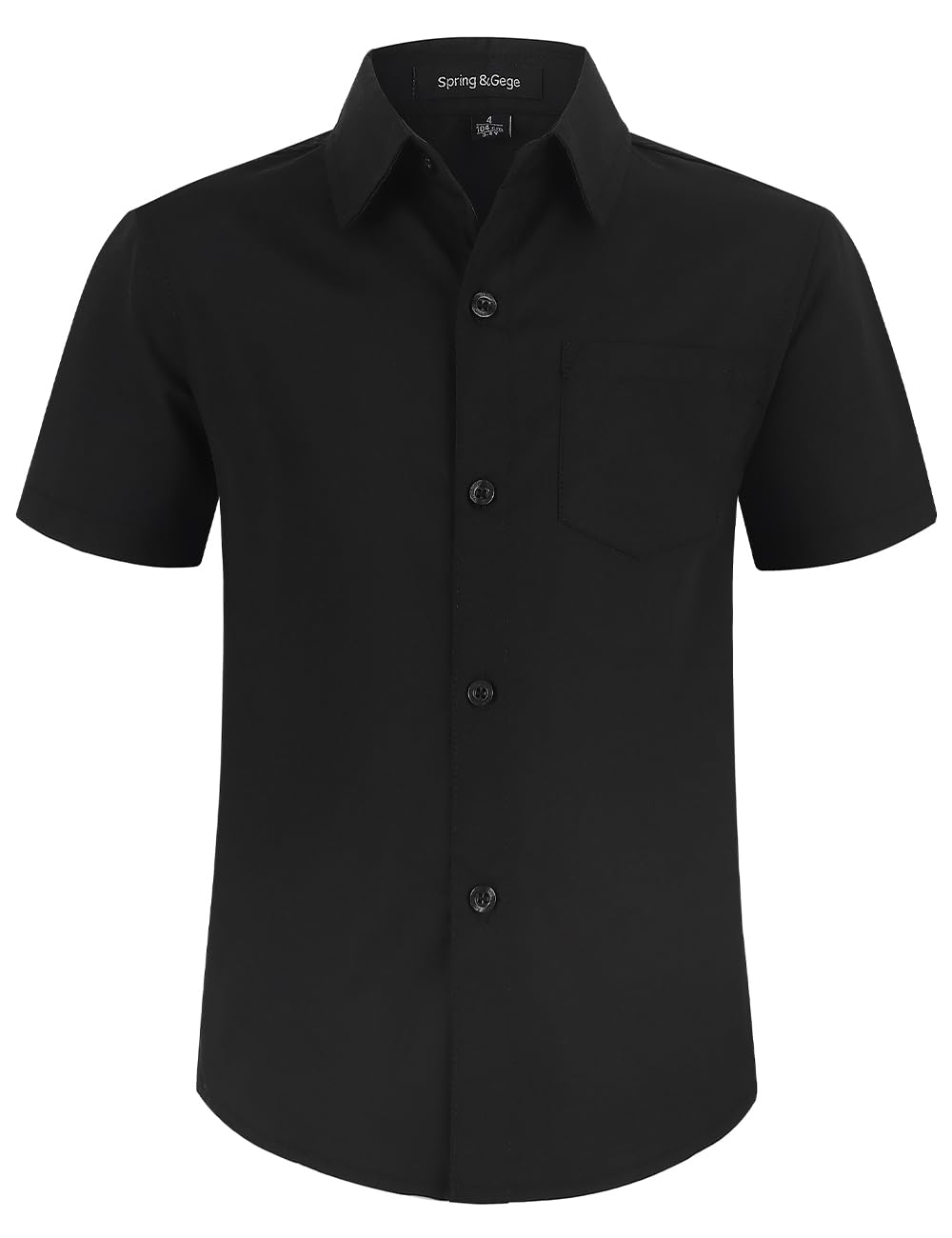 Spring&Gege Boys' Short Sleeve Dress Shirts - Formal Uniform Poplin Solid Button Down Shirt for School, Church & Special Occasions