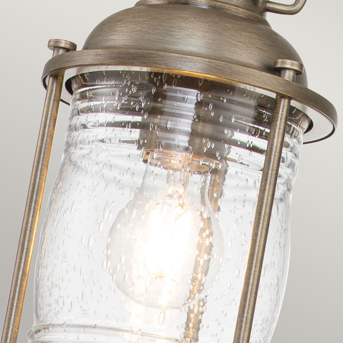 Ashland Bay 1 Light Small Chain Lantern - Burnished Bronze/Weathered Zinc Finish, IP44 Rated, E27 Socket - Perfect for Porch, Patio & Garden Lighting