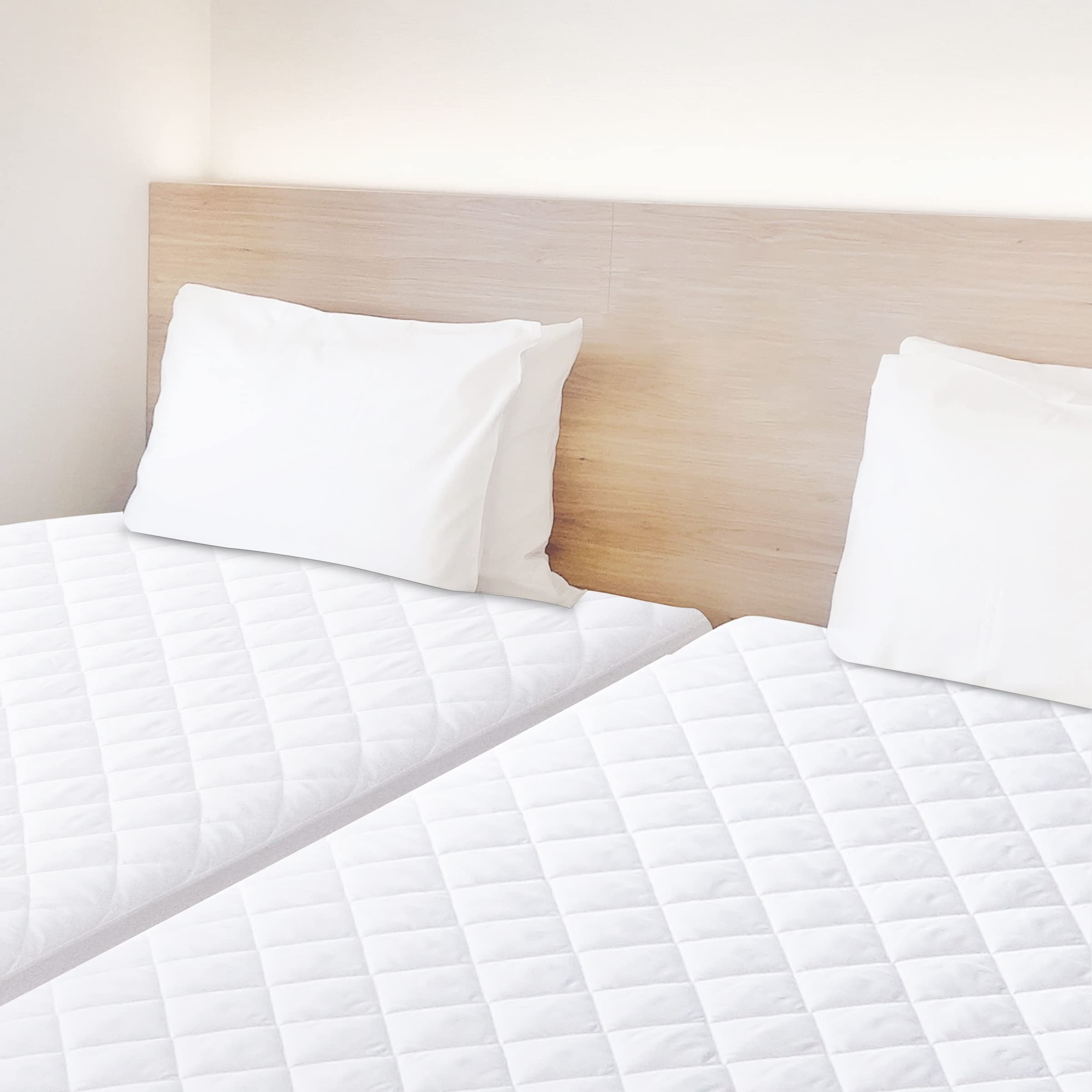 2 Pack Twin XL Quilted Waterproof Mattress Pad - Breathable Soft Mattress Protector with Deep Pocket Fitted Cover, Vinyl-Free - Perfect for Dorms, Guest Beds & Allergy Protection