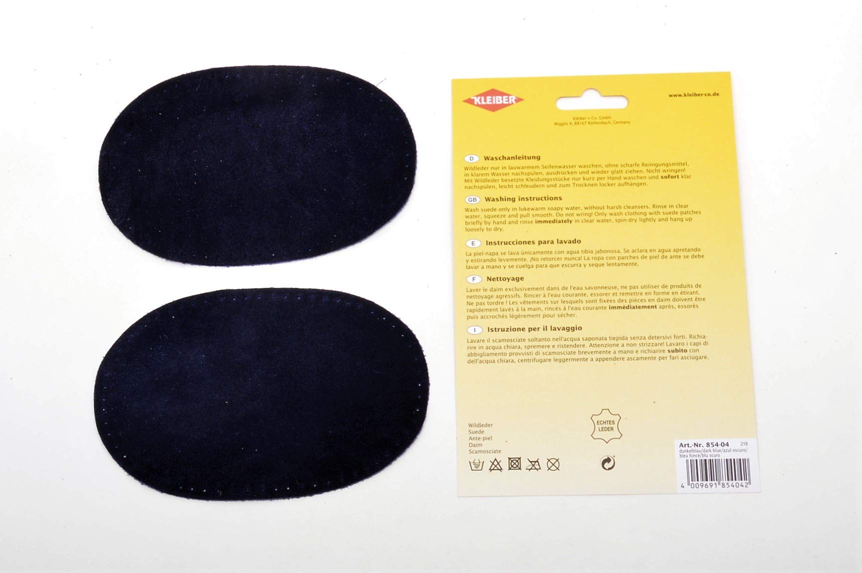 Kleiber Navy Blue Suede Sew-On Trouser & Arm Patches - Large Size for DIY Clothing Repair, Custom Jacket Embellishment, and Uniform Personalization