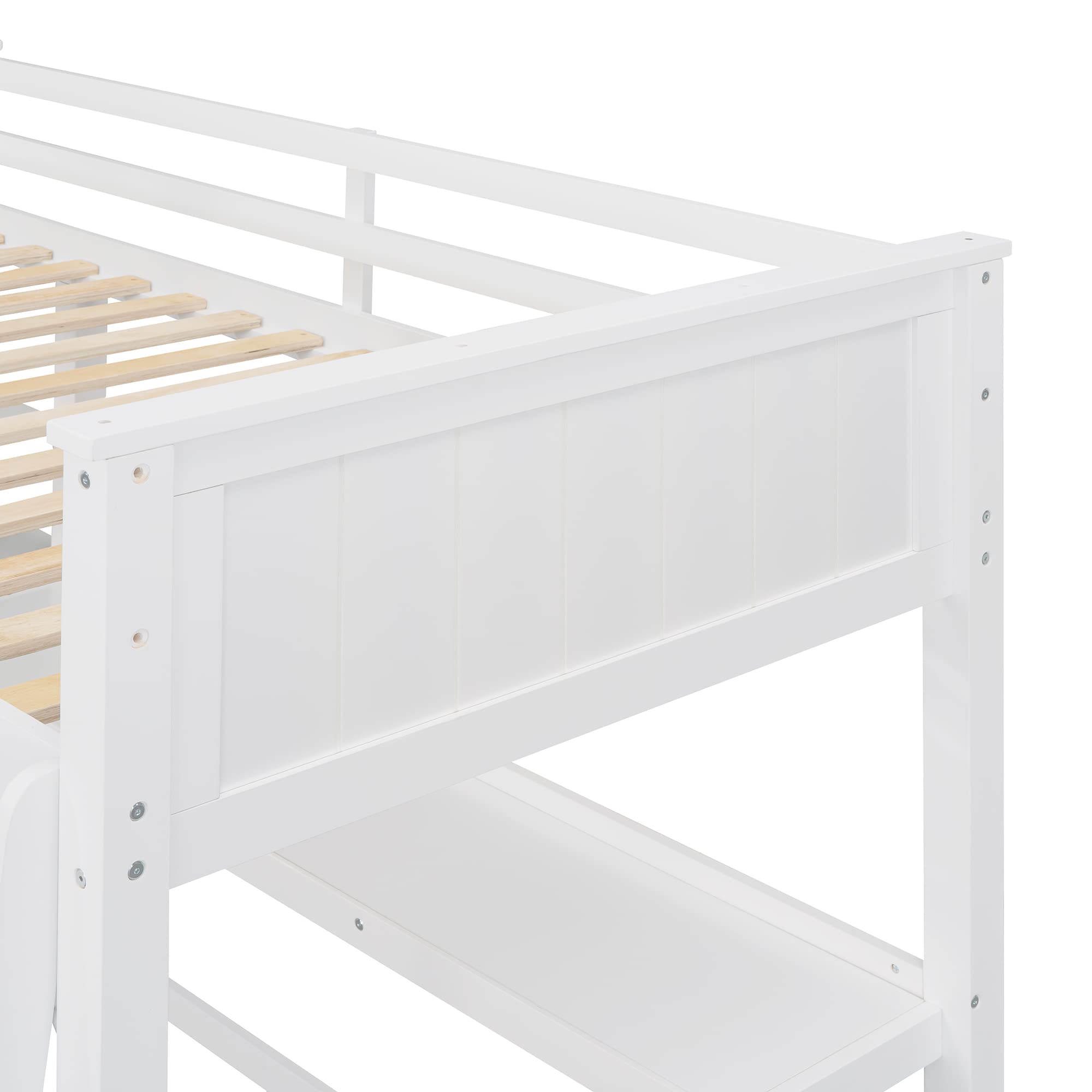 White Twin Loft Bed with Desk & Drawers for Kids, Teens & Adults - Space-Saving Bedroom Solution