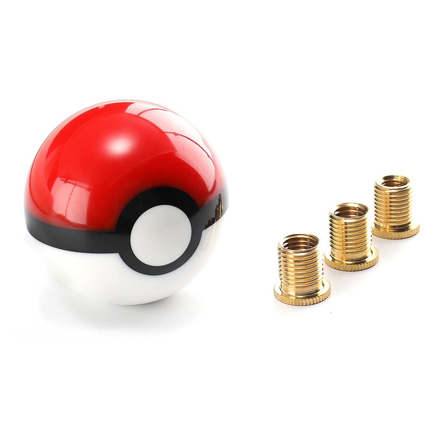 LEADALL Pokeball Car Gear Shift Knob - Universal Round Shifter with 3 Adapters Fits Most Vehicles | Perfect for Anime Fans & Car Enthusiasts