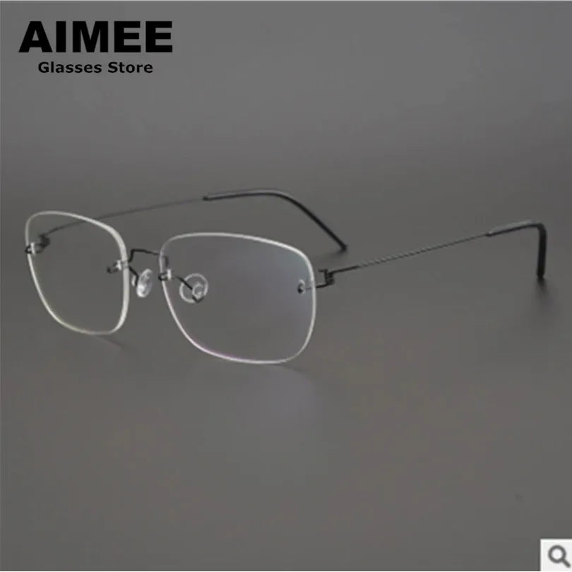 Aimee Unisex Rimless Square Titanium Eyeglasses - Lightweight Durable Frame for Men & Women - Perfect for Reading, Work, and Everyday Use