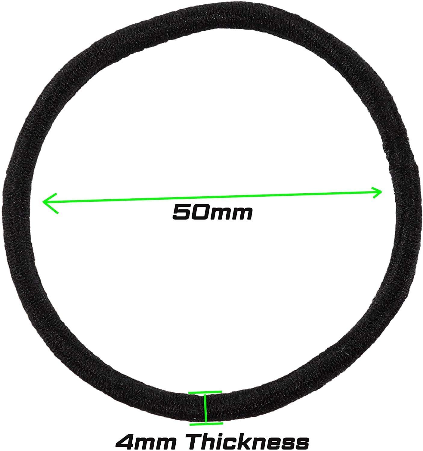 AL ZAHRA 50 Pack 4mm Elastic Hair Ties - No Metal Ponytail Holders for Women, Girls, Kids & Men - Soft Hairbands for Thick Hair (Black) - Perfect for School, Work, Sports & Daily Styling