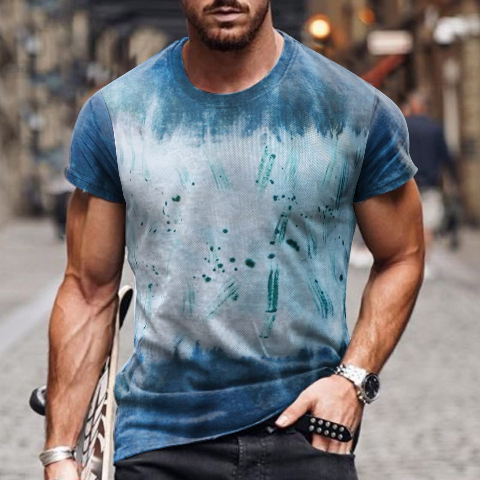 Maryia Men's Hipster Hip Hop Tie Dye Graphic T-Shirt - Short Sleeve Round Neck Casual Tee for Streetwear & Summer Outfits