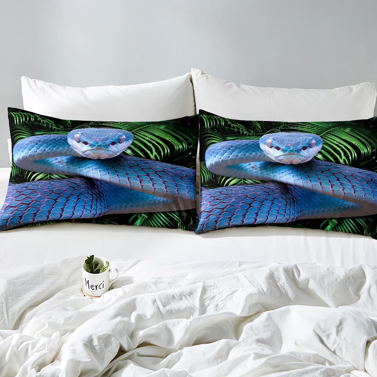 3D Python Print Twin Sheet Set - Luxury Soft Lightweight Bedding with Deep Pocket, Tropical Reptile Theme Home Decor (1 Flat Sheet, 1 Fitted Sheet, 1 Pillowcase) | Perfect for Jungle-Themed Bedrooms, Reptile Lovers' Dorm Decor & Unique Gift Ideas