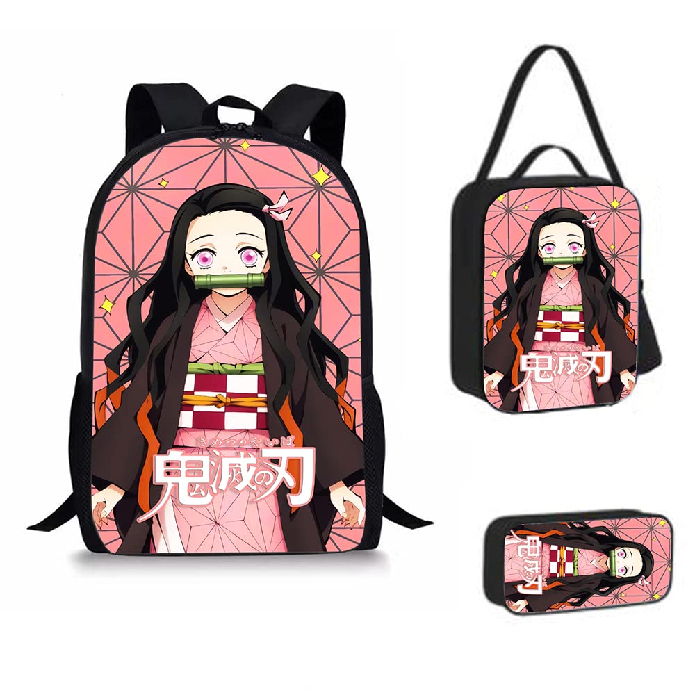 Pink Anime Backpack for School & Travel - 17 Inch Cute Japanese Style Book Bag for Teenage Boys & Girls | Perfect for High School, College, Cosplay & Anime Conventions