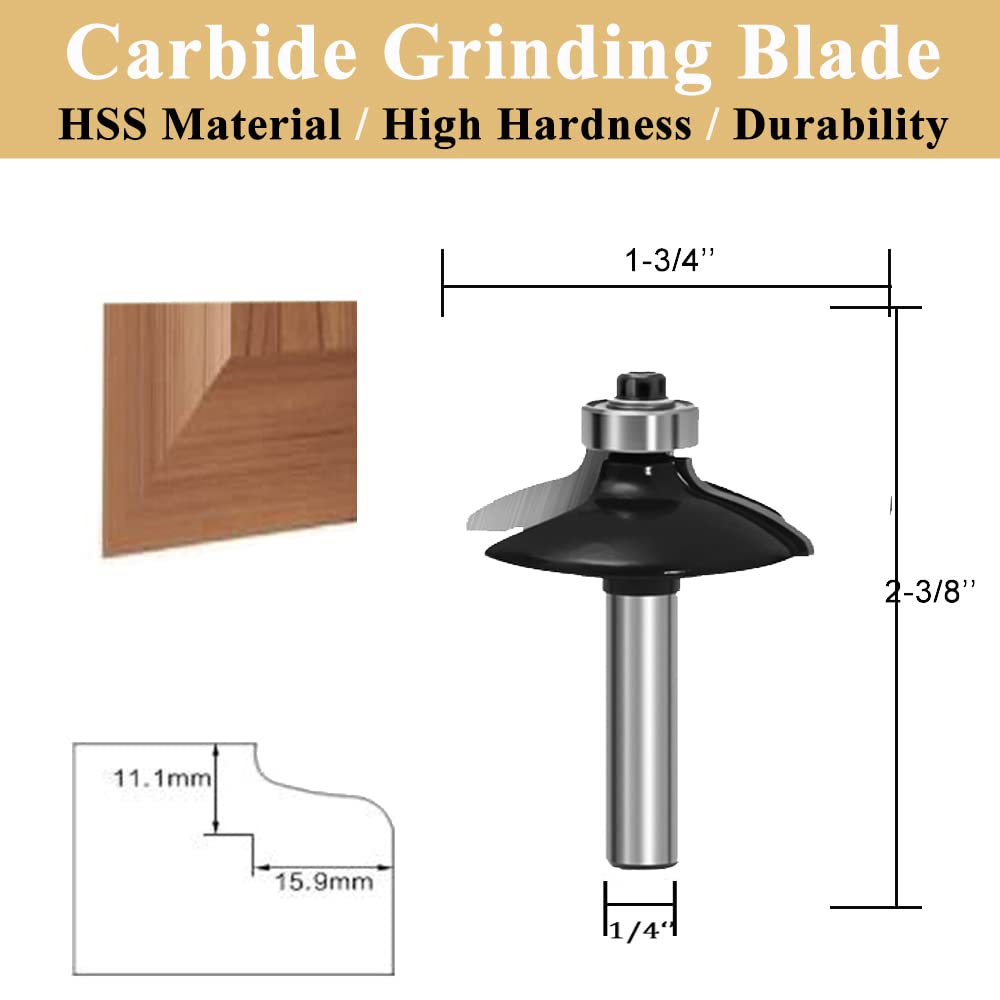 Professional 1/4 Inch Shank Router Bit Set - TAIWAIN Woodworking Bits for Door & Drawer Front Edging, Miter Frame, Crown Molding - F-35XD12 - Perfect for Cabinet Making, Furniture Building, and DIY Wood Projects