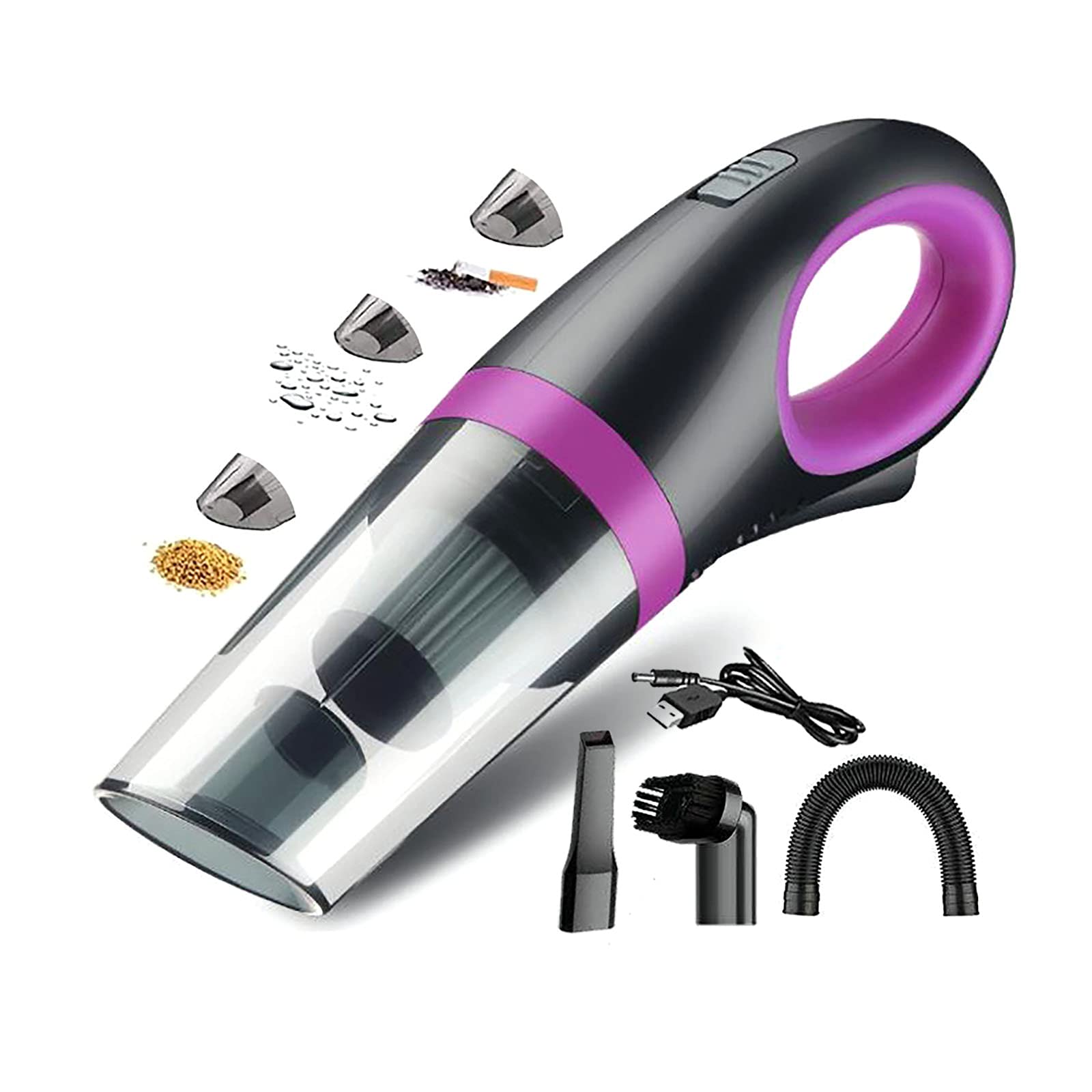 URJEKQ Cordless Handheld Vacuum Cleaner - 120W Powerful Suction, Rechargeable & Lightweight, Wet/Dry Portable Vac for Home, Office, Car & Pet Hair - Purple | Ideal for Quick Cleanups, Car Detailing & Pet Hair Removal