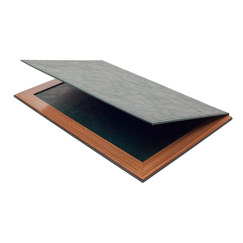 Premium MOOG Leather Desk Pad with Wood Base - Green Leather Office Desk Protector for Writing, Typing & Mouse Use - Perfect for Home & Office Workspace