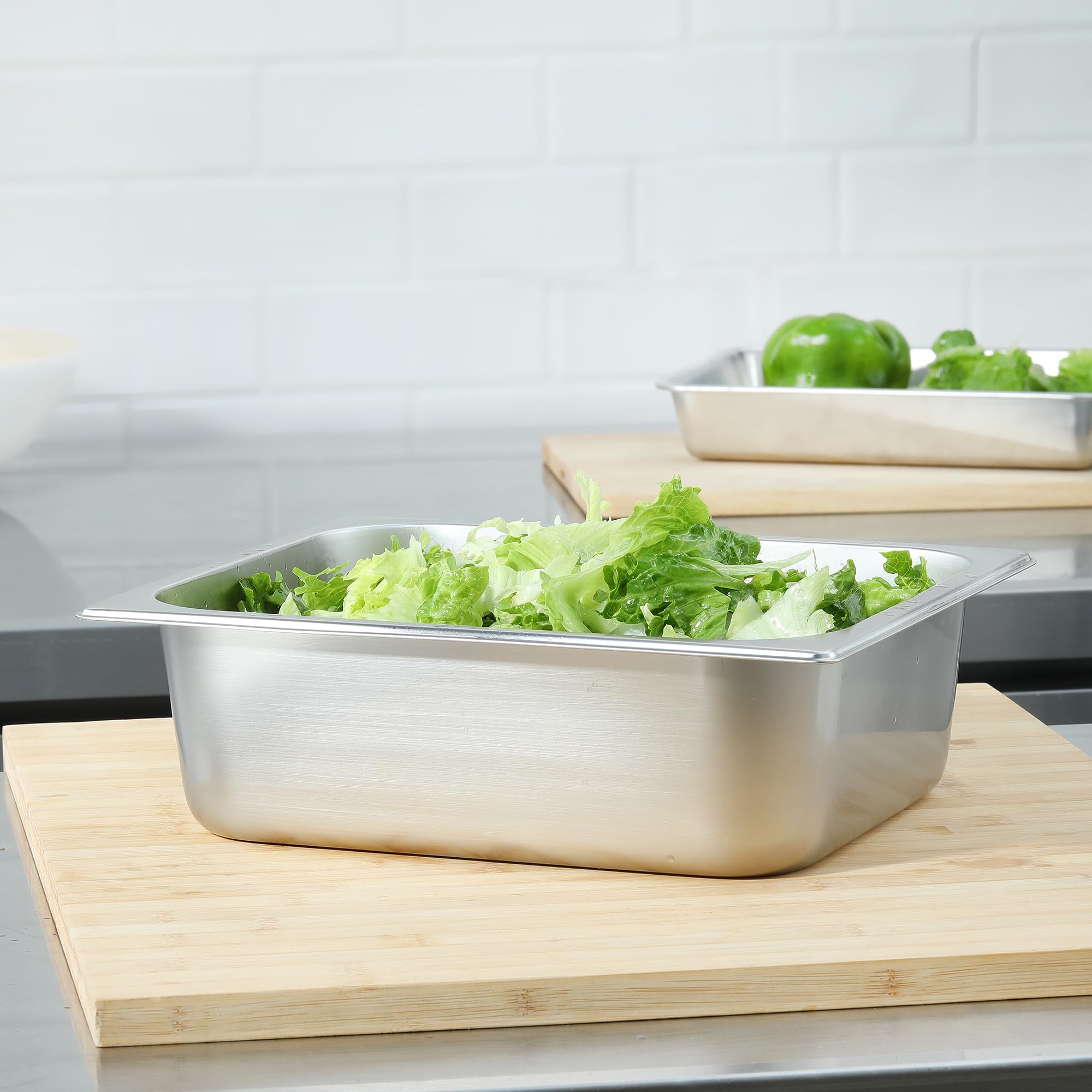 1/2 Size Stainless Steel Hotel Pans - 6-Pack 4 Inch Deep Steam Table Pans for Food Service | Commercial Grade Catering Pans for Restaurants, Cafeterias & Buffets | Perfect for Food Warming, Display & Storage