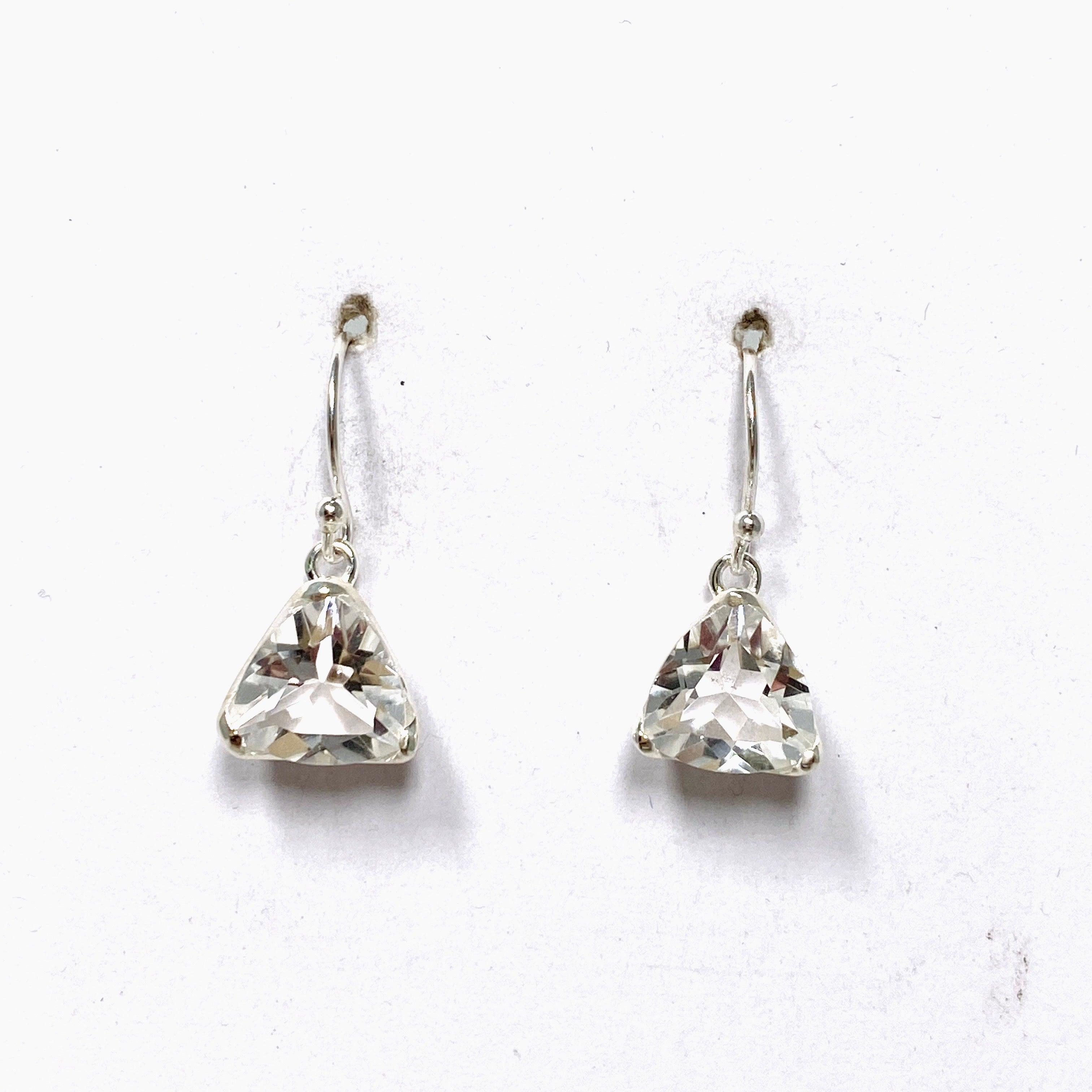 Clear Quartz Trillion Cut Stud Earrings E2735 CQ - Elegant & Sparkling Jewelry for Women, Perfect for Parties, Weddings & Everyday Wear