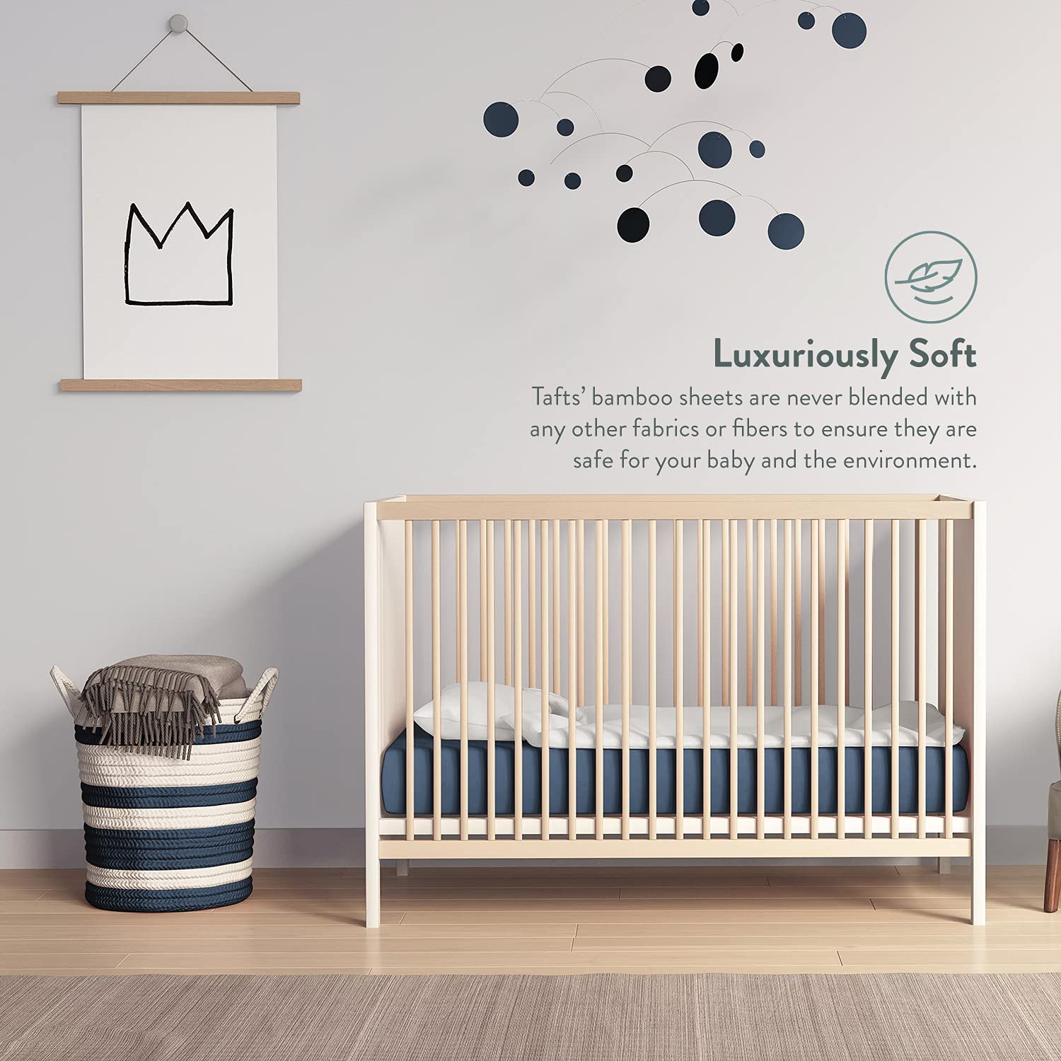 Organic Bamboo Viscose Crib Sheets 2-Pack - Soft, Cooling Fitted Crib Sheets for Standard Crib & Toddler Mattress (28