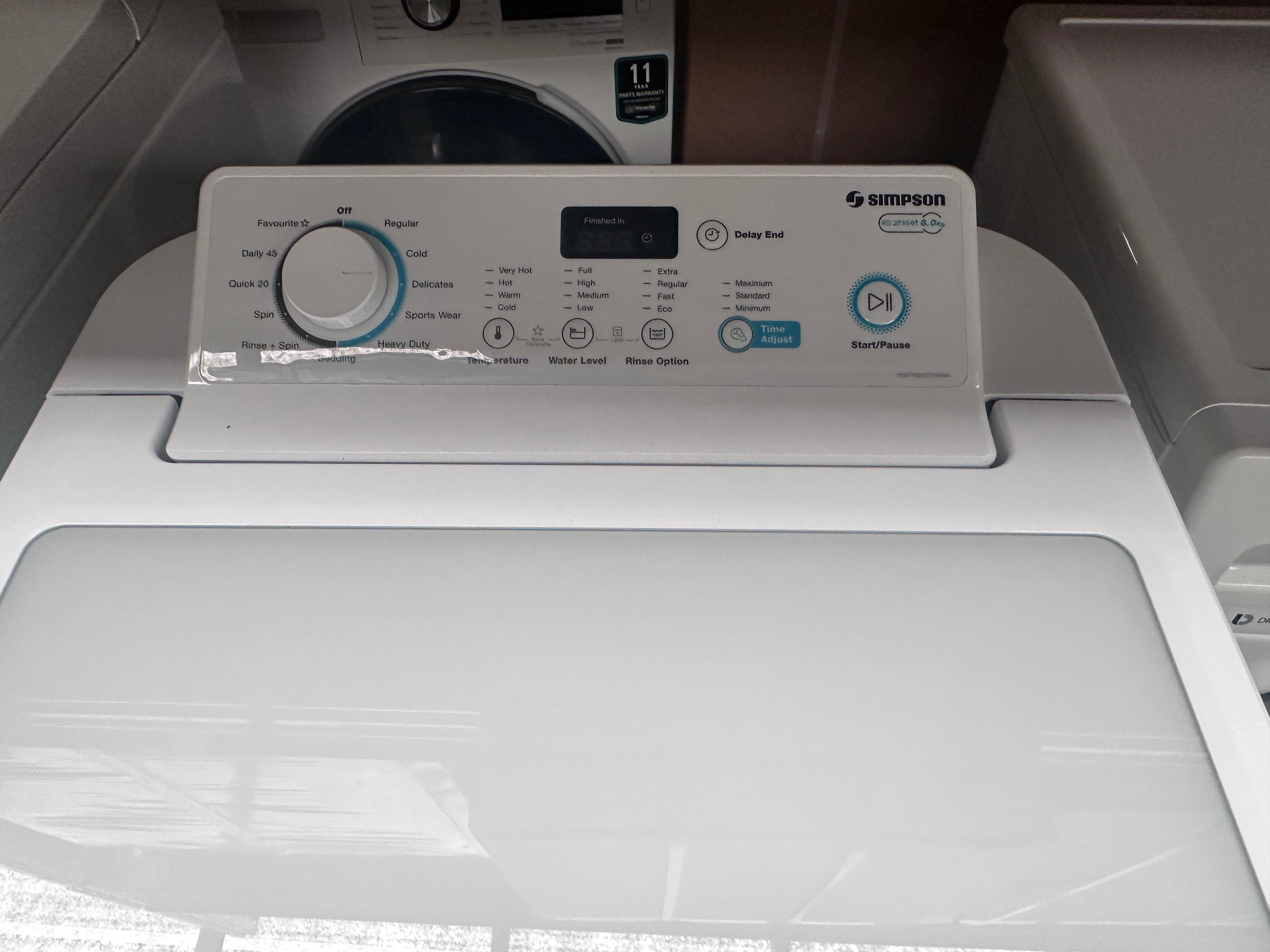 Refurbished Simpson 6kg Top Load Washing Machine - Energy Efficient Laundry Solution for Apartments & Small Homes