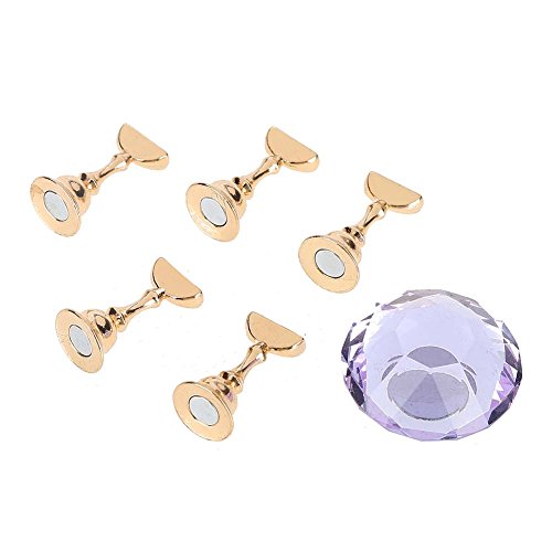 3 Colors Magnetic Nail Tip Practice Stand - Oval Crystal Alloy Holder for Nail Art Display & DIY Manicure Tools (Purple) | Perfect for Salon Training, Home Practice & Professional Nail Artists