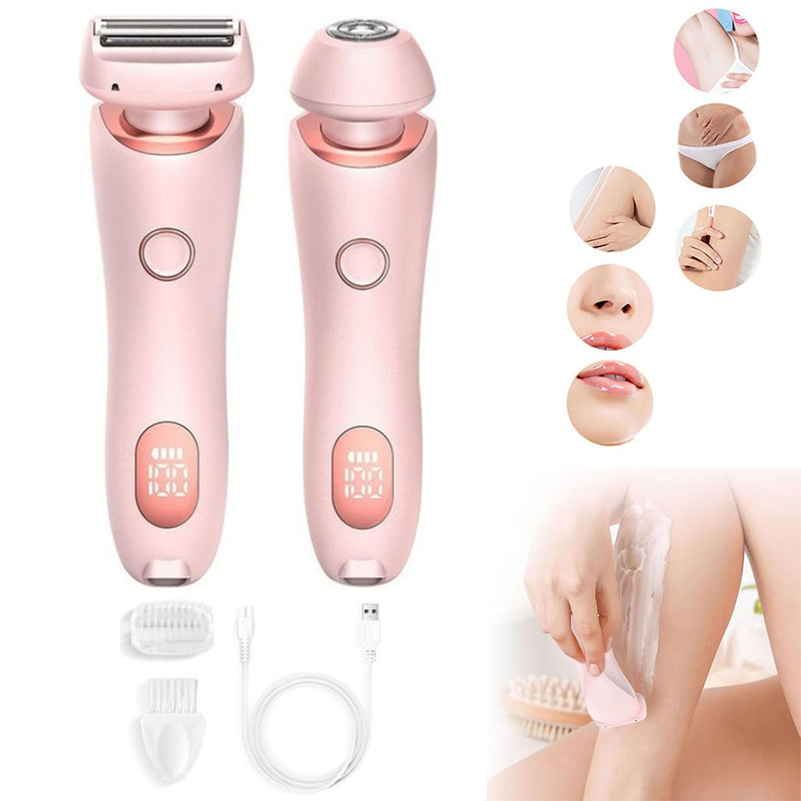 Smooth Shave Razor for Women - 2 in 1 Electric Shaver & Bikini Trimmer, Waterproof Ladies Shaving Kit for Legs, Underarms & Sensitive Areas | Perfect for Travel, Gym & Daily Use