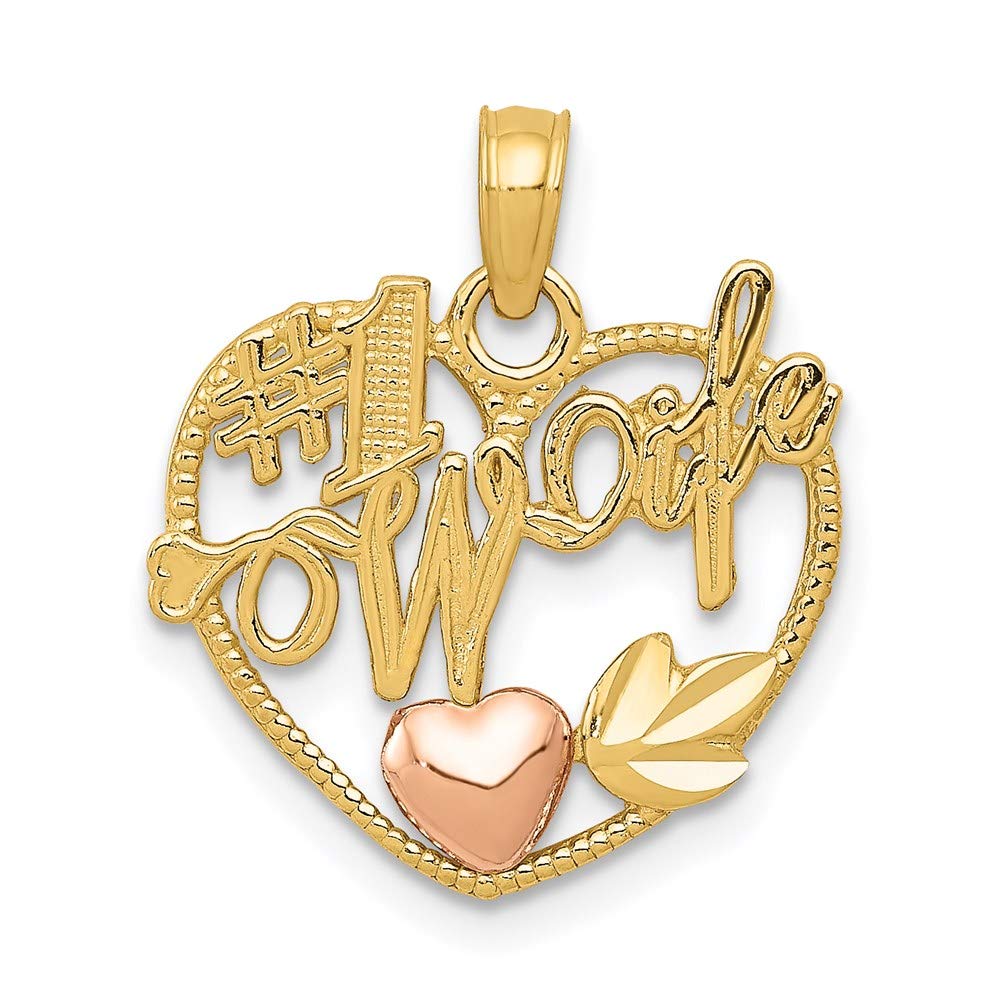 14k Two Tone Gold Black Bow Heart Pendant Necklace for Women - 16mm Romantic Gift for Wife, Anniversary, or Valentine's Day