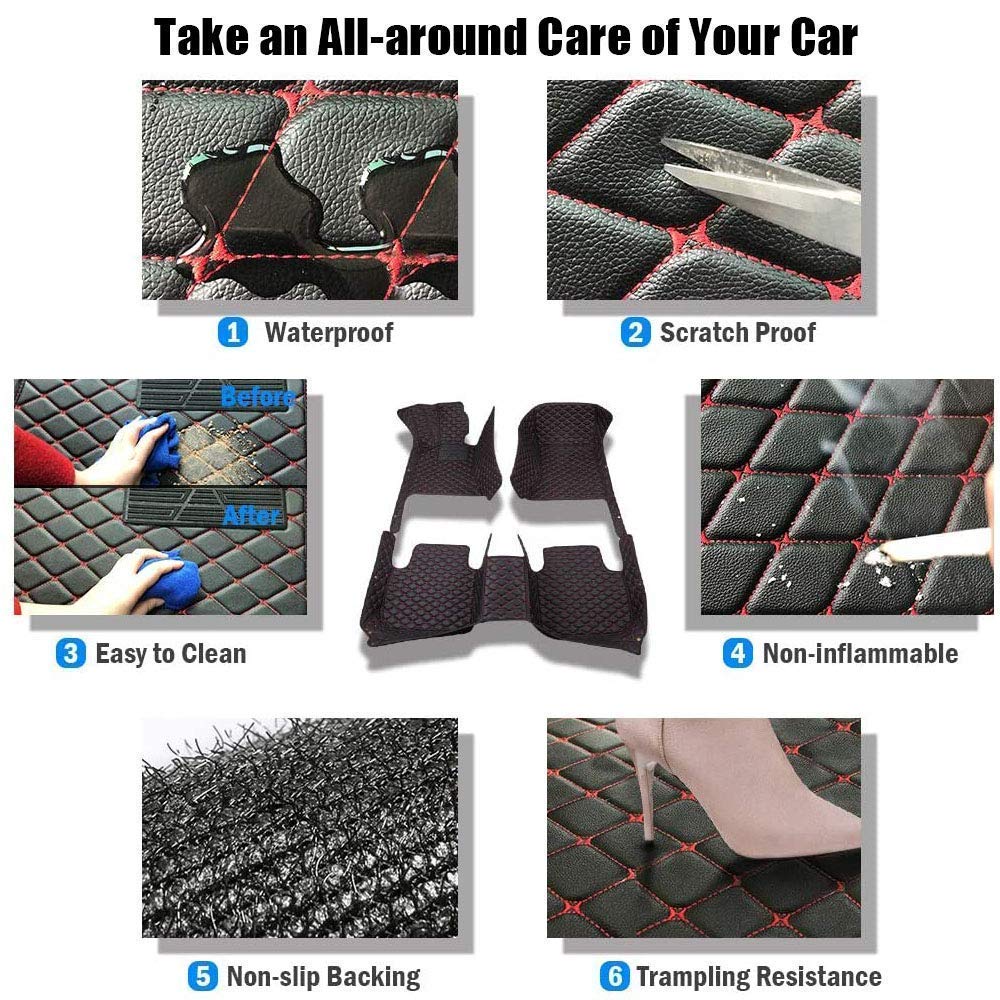 Custom Car Floor Mats - Personalized Fit for 99% Vehicle Models | Waterproof & Non-Slip Leather Car Mat Set (Black) | Perfect for Daily Commute, Road Trips & All-Weather Protection