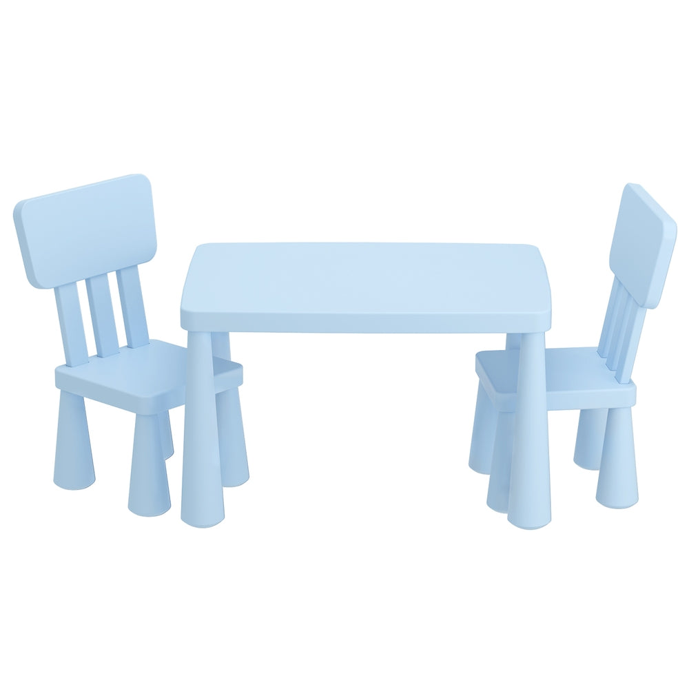 Keezi Kids Table and 2 Chairs Set - Blue Children's Furniture for Playroom, Classroom & Home Learning Activities | Durable & Safe Toddler Table Chair Set