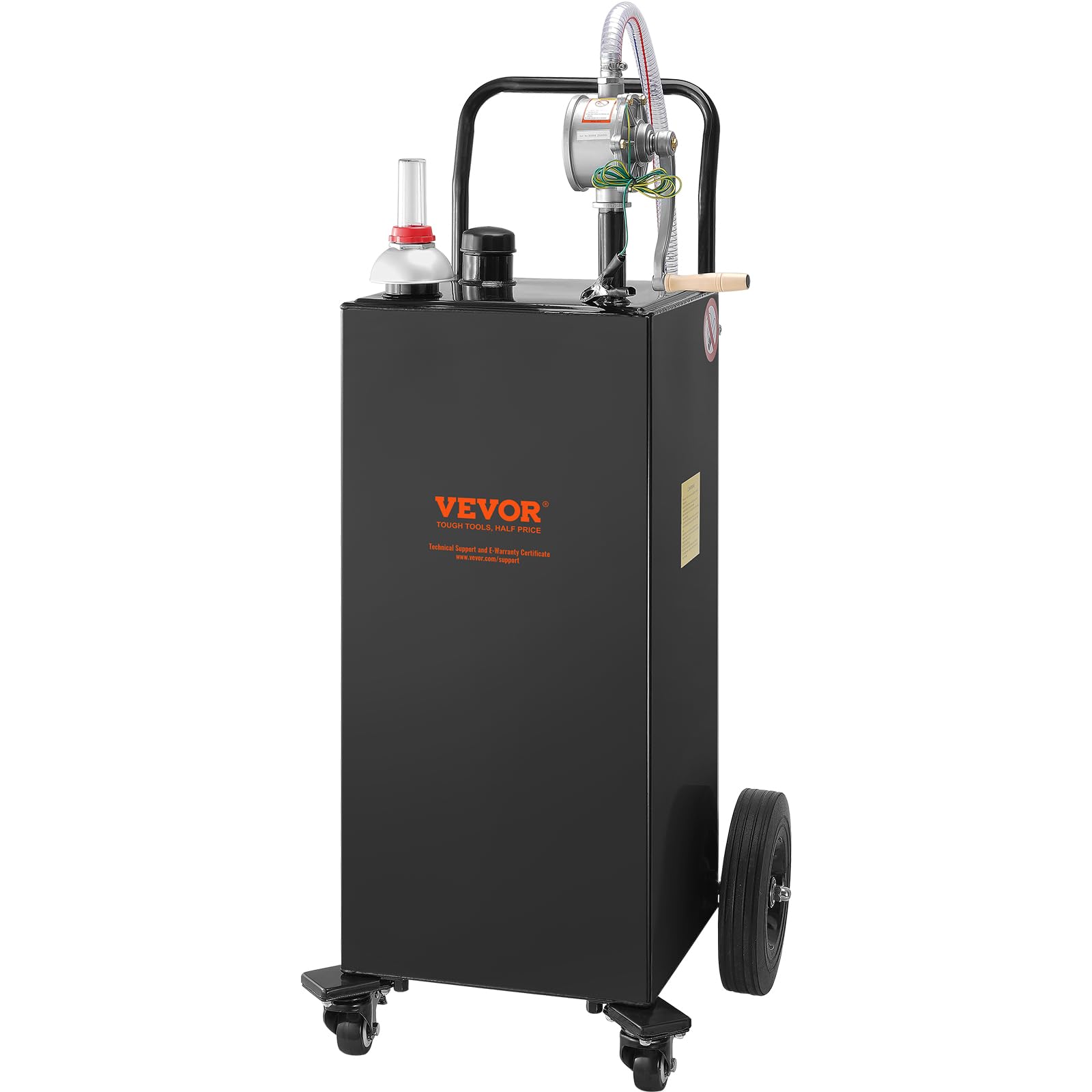 VEVOR 30 Gallon Portable Gas Caddy with Manual Pump | 4-Wheel Fuel Storage Tank for Gasoline & Diesel | Perfect for Cars, Lawn Mowers, ATVs, Boats | Outdoor & Emergency Fuel Transfer Solution