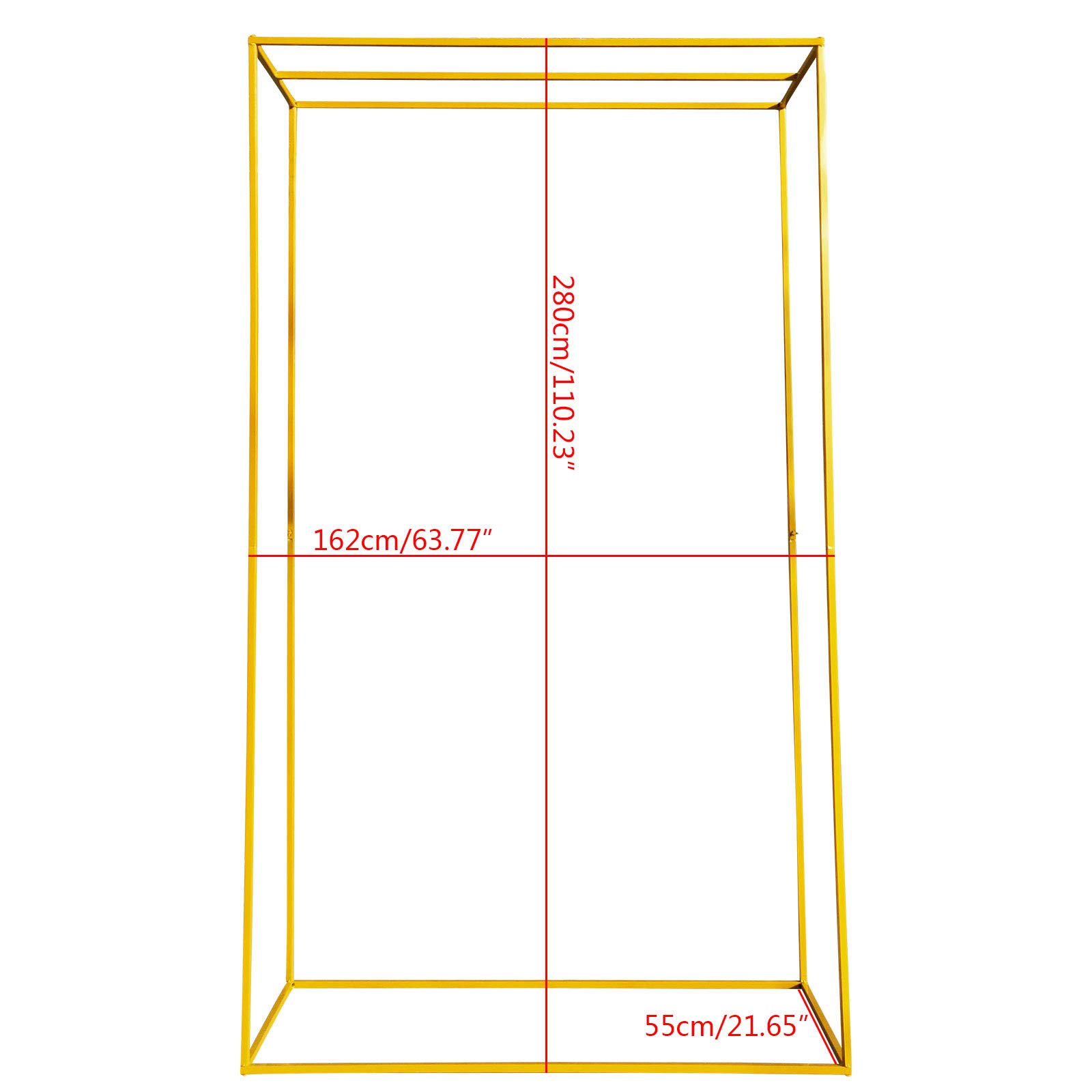 Golden Square Metal Wedding Arch Stand - Outdoor Wedding Backdrop Decor for Garden Ceremony, Birthday Party & Anniversary | Large Rectangle Balloon Flower Holder for Stunning Event Decorations