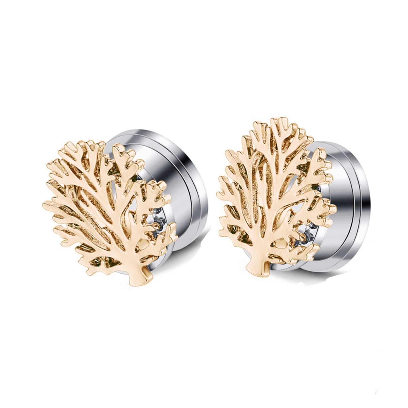Wycian 2PCS Stainless Steel Ear Plugs Kit - Tree of Life Design Men's Ear Gauges & Body Piercing Tunnels for Stretching and Style | Perfect for Daily Wear, Parties and Alternative Fashion