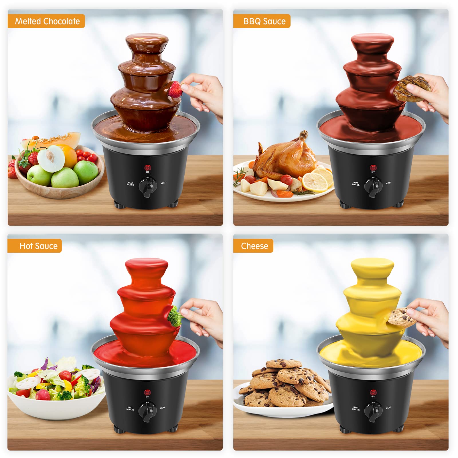 3-Tier Chocolate Fountain Machine - BPA-Free Plastic Melting Warmer for Chocolate & Cheese (1.2L Capacity) | Perfect for Weddings, Birthday Parties & Catering Events | Indoor & Outdoor Dessert Station Centerpiece