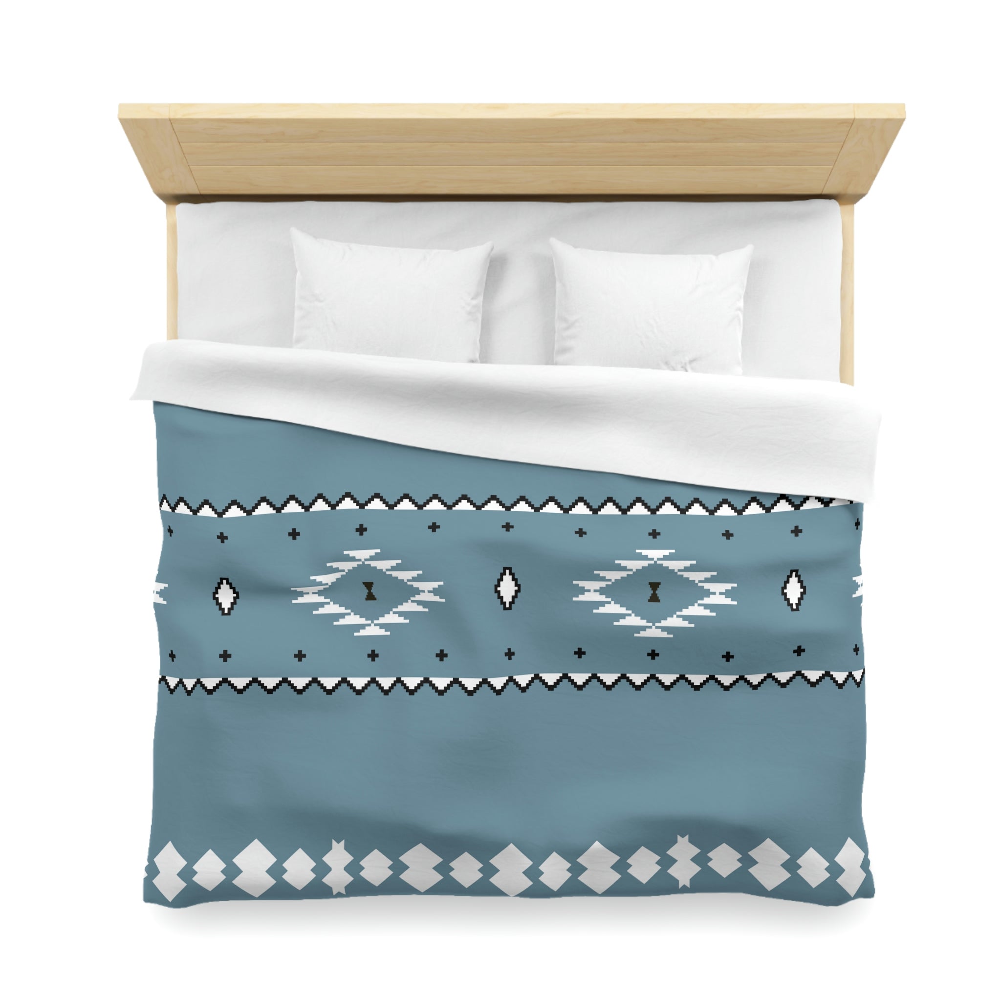 Premium Microfiber Duvet Cover Set - Soft Blue Sky Southwestern Pattern - Polyester Bedding with Invisible Zipper - Queen/King/Cal King Sizes - Perfect for Guest Rooms & Master Bedrooms